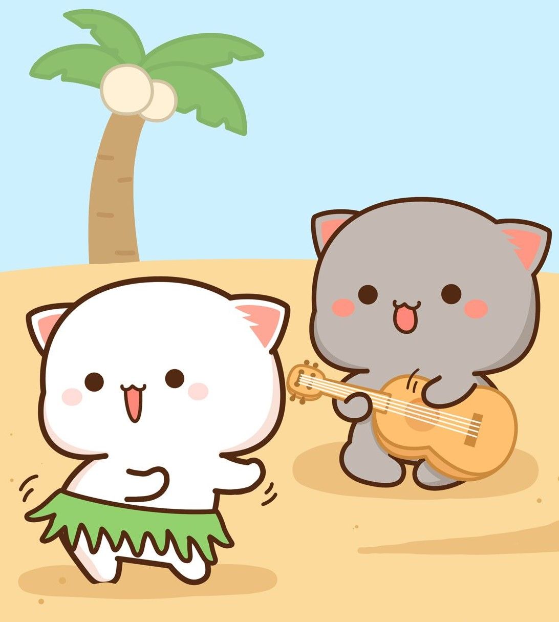 Peach and Goma Cats Kawaii cute Ultra HD Desktop Background