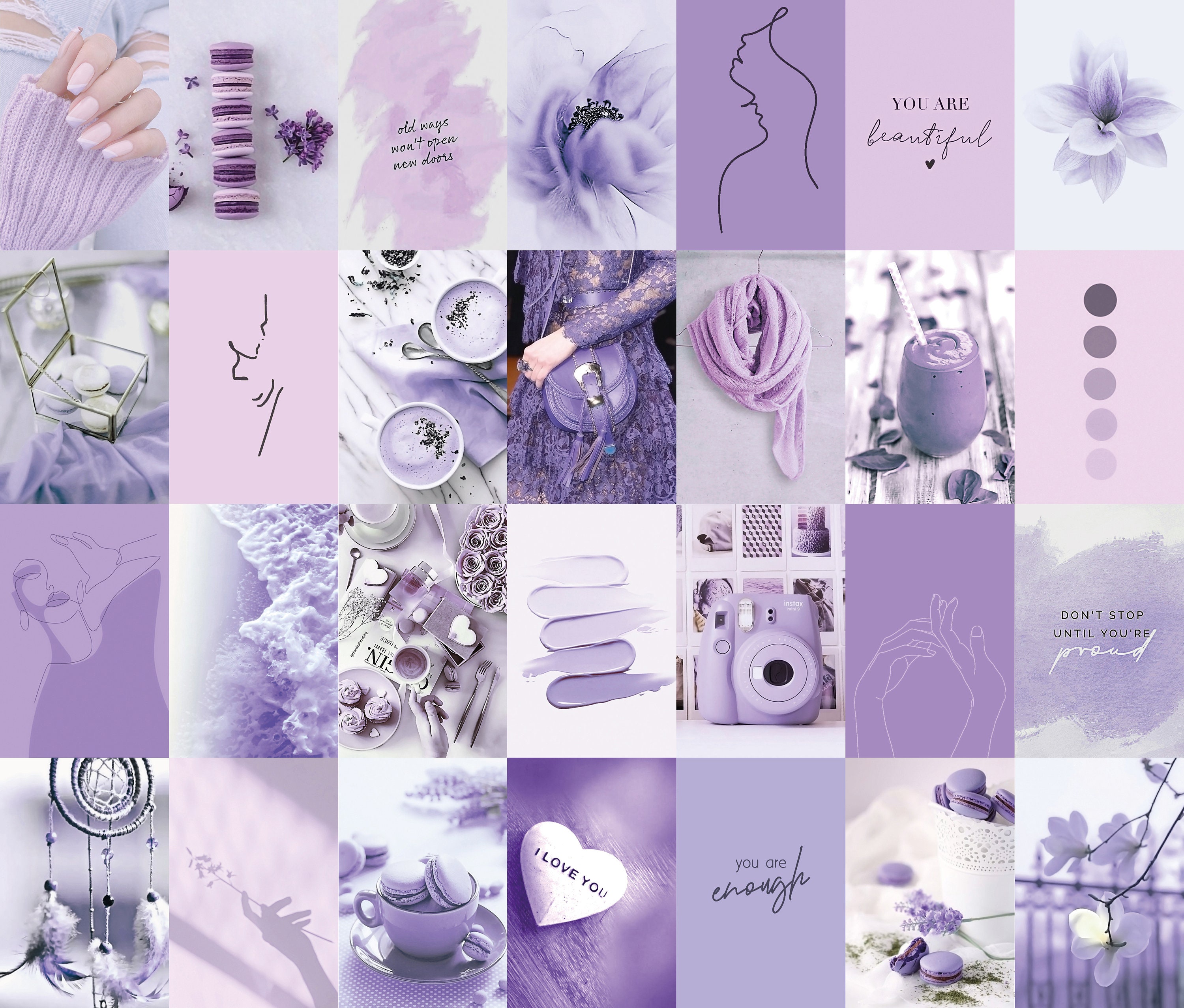 110pcs Lavender Purple Photo Collage Kit Aesthetic Soft