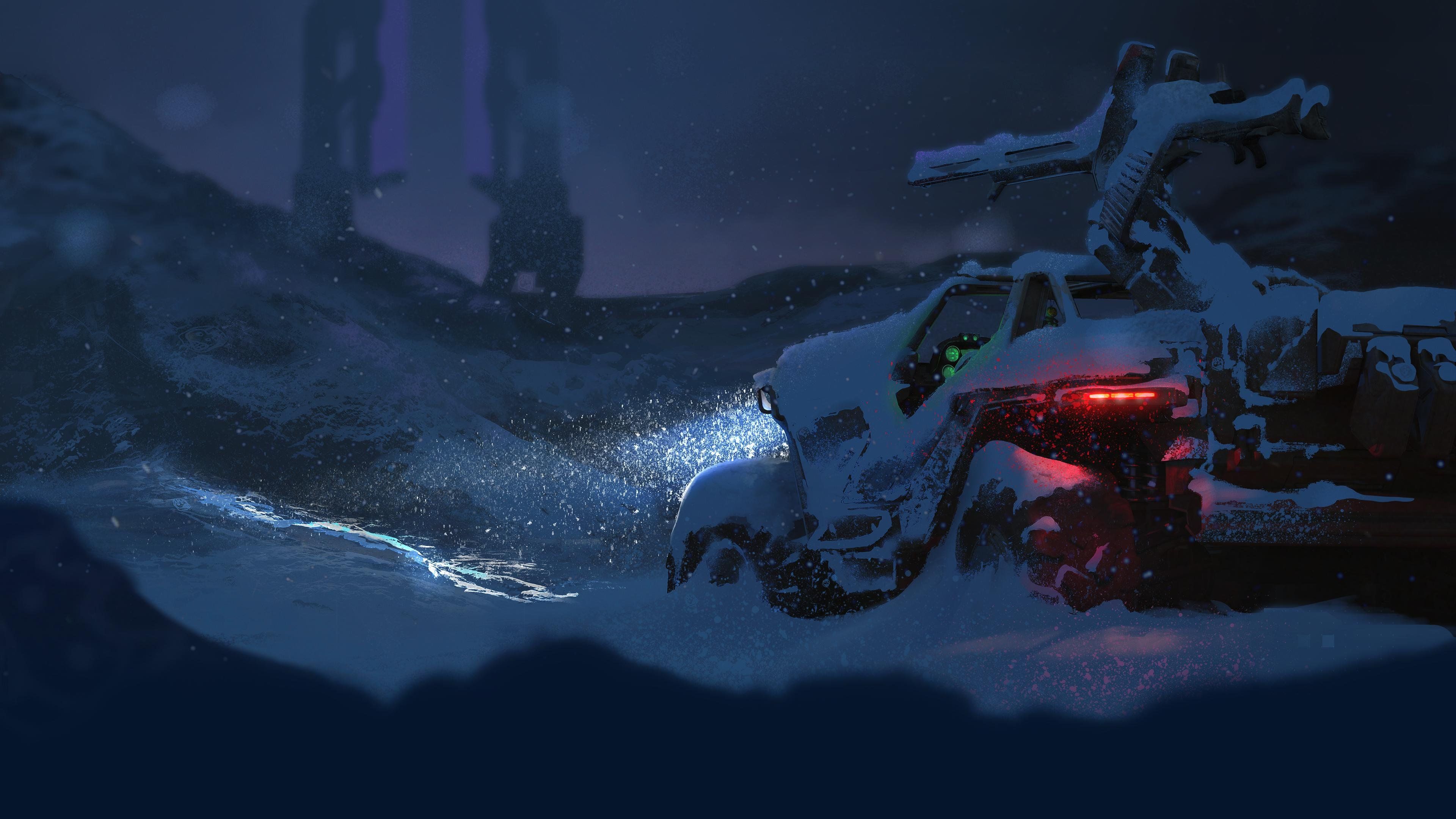 Halo Warthog in Snow 4K wallpaper. Halo warthog, Halo armor, Halo background