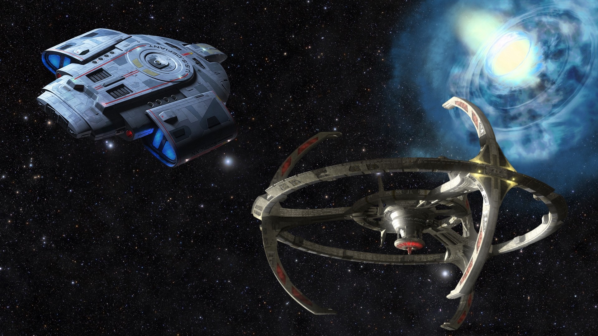 Space Station Star Trek Uss Defiant Wallpaper:1920x1080
