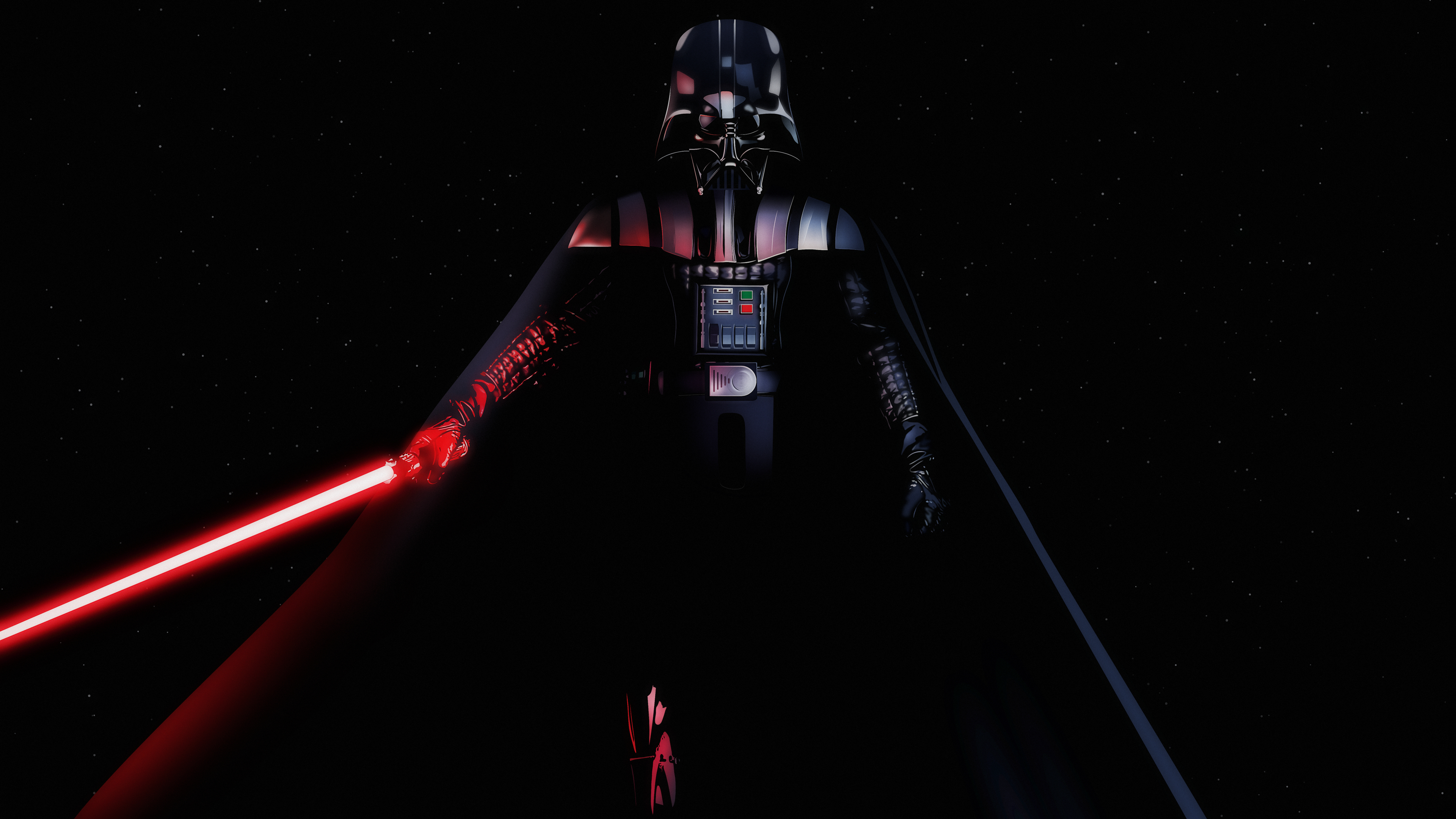 Darth Vader Wallpaper 4K, Black background, Star Wars, Lightsaber, AMOLED, Graphics CGI