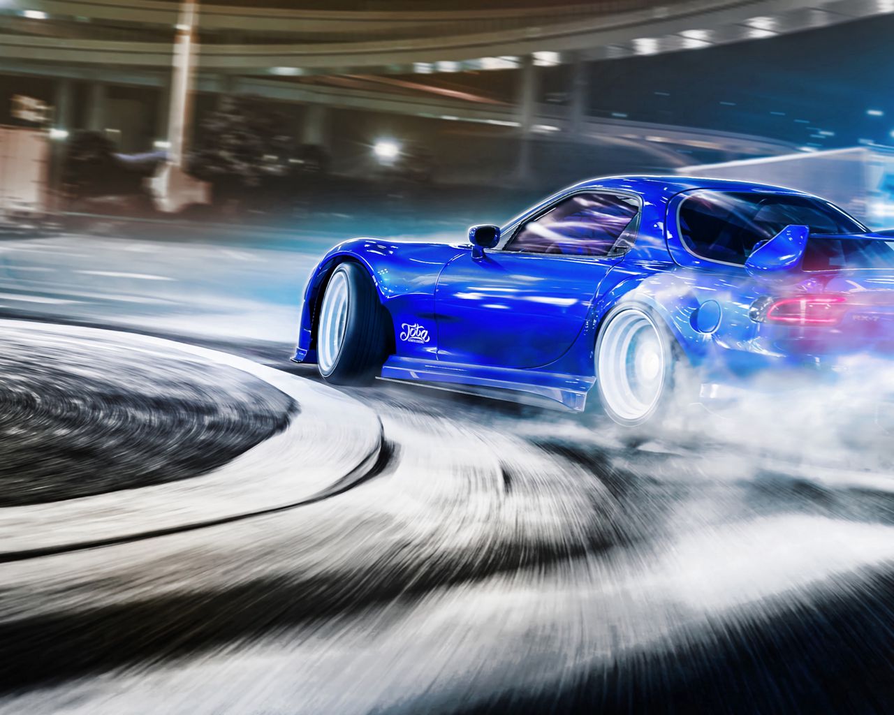 Download wallpaper 1280x1024 car, sportscar, drift, speed, racing standard 5:4 HD background
