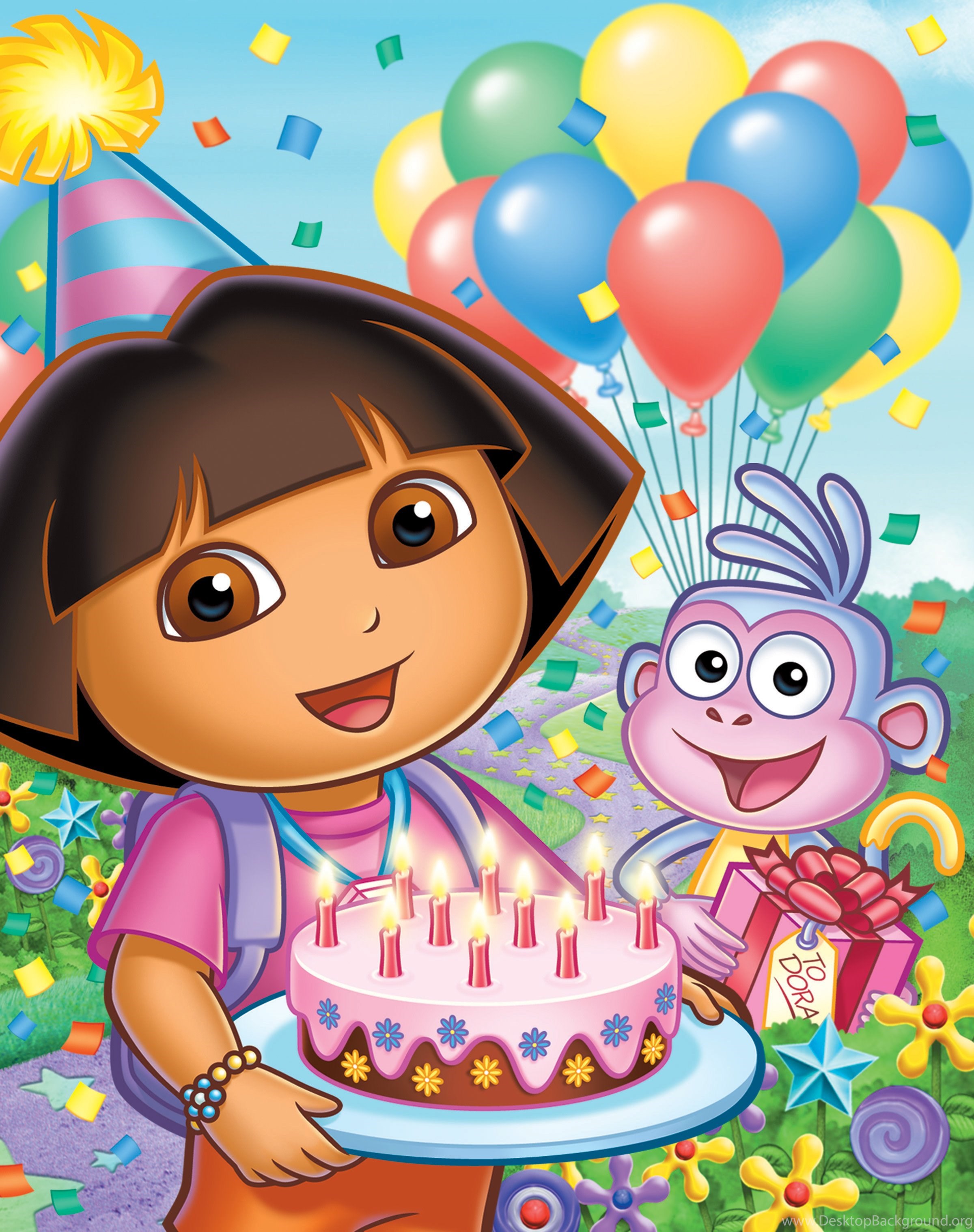 Dora And Boots Birthday Wallpaper La Exploradora Happy Birthday HD Wallpaper
