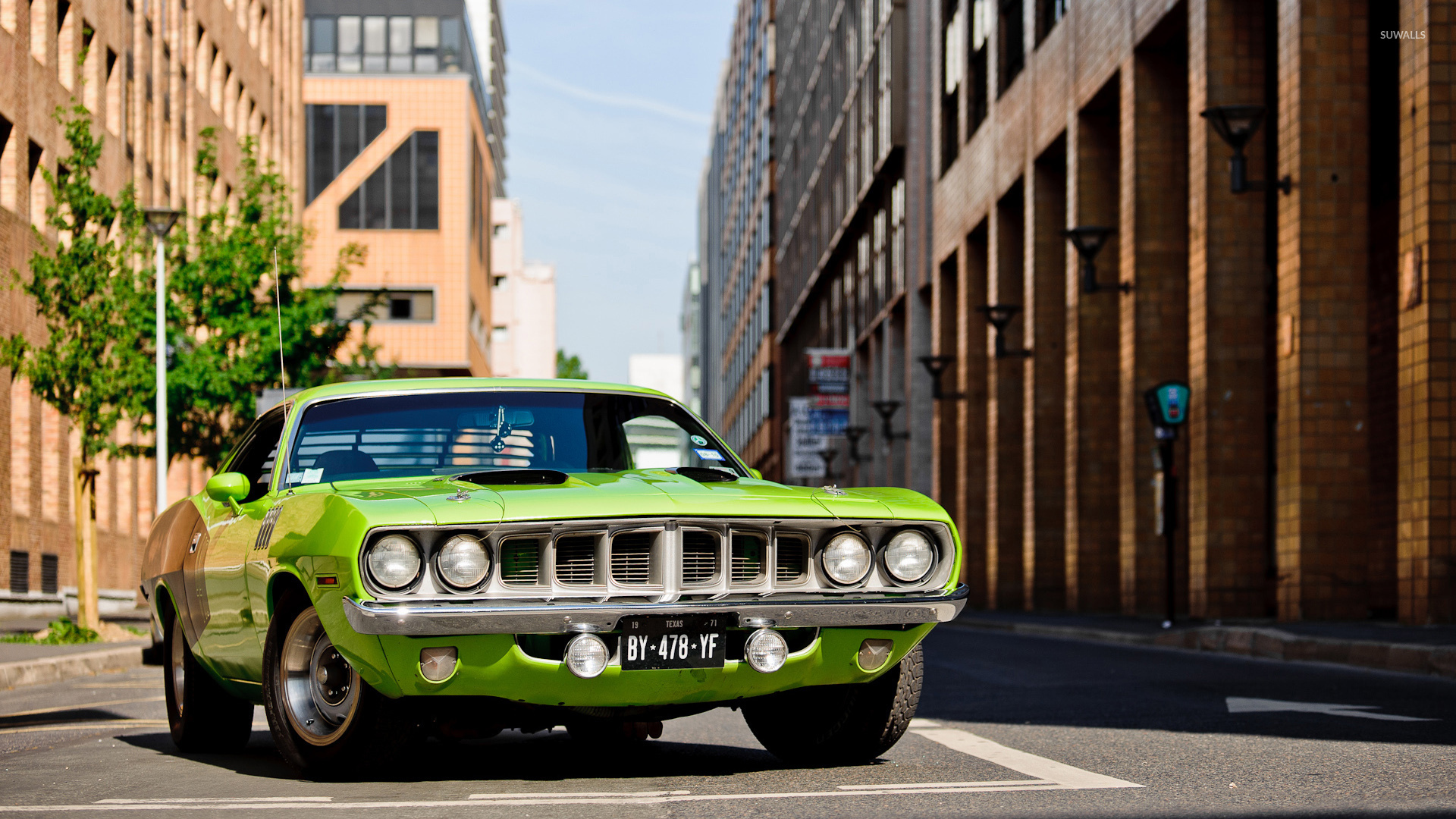 Plymouth Barracuda in the city wallpaper wallpaper