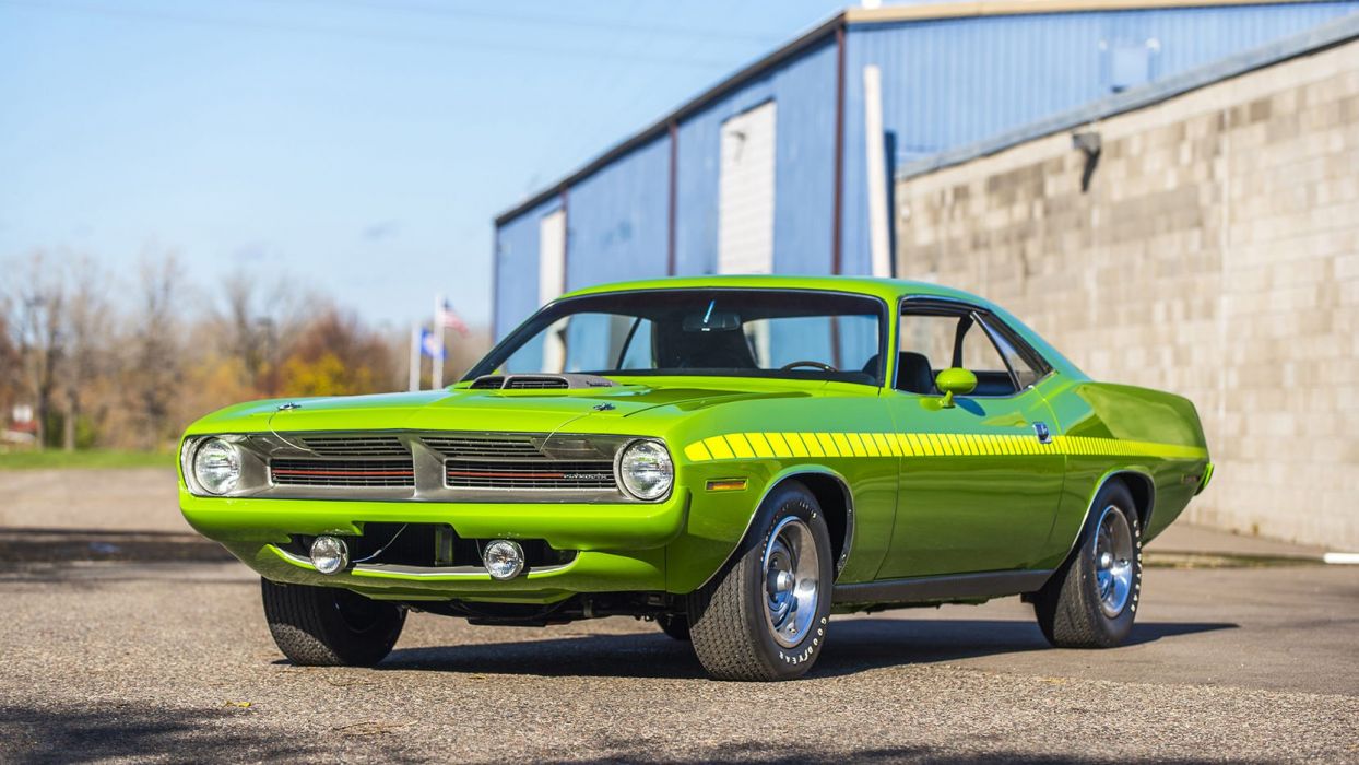 PLYMOUTH CUDA 440 Six Pack cars green wallpaperx936