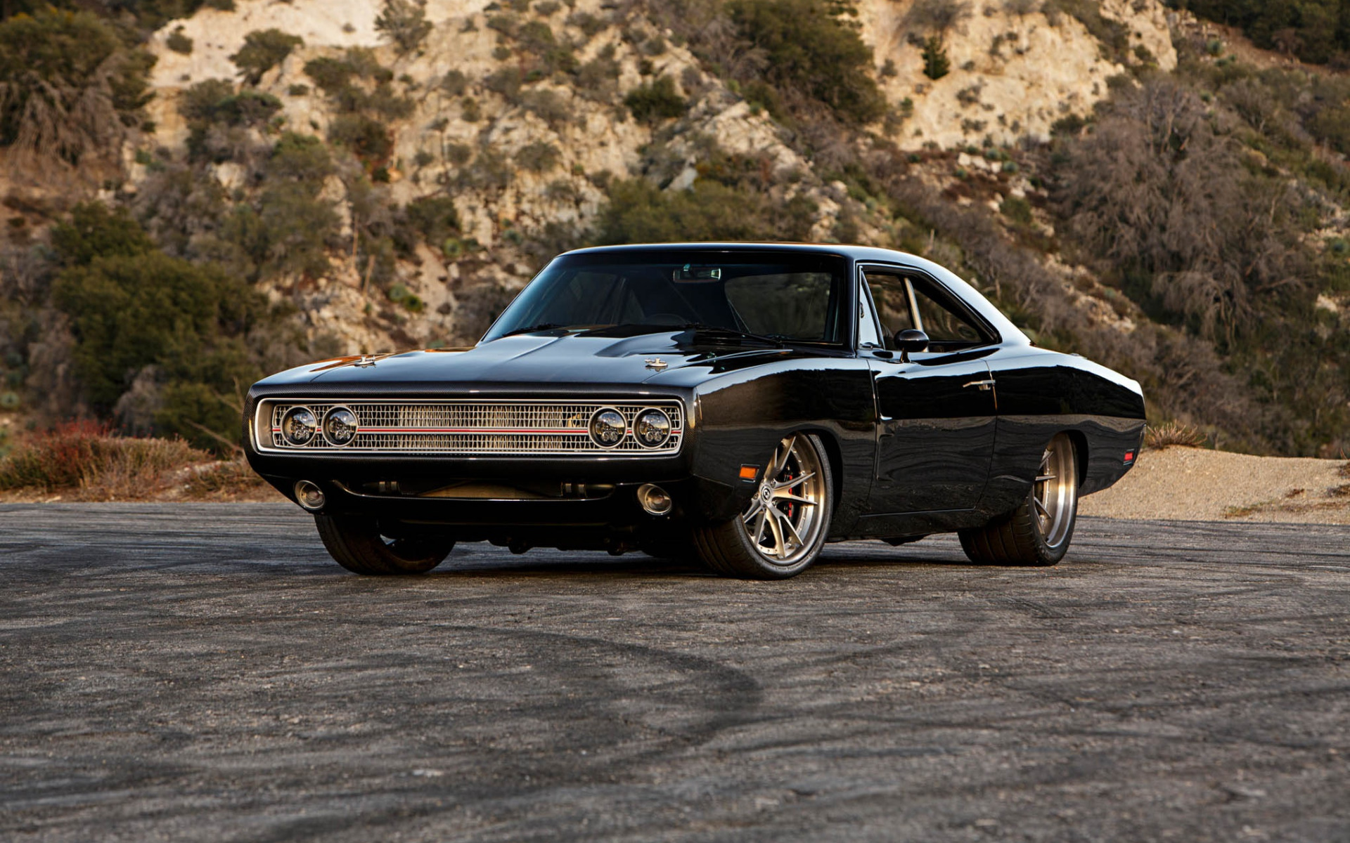 Download wallpaper Dodge Charger, Tantrum, black coupe, front view, retro cars, american cars, Dodge for desktop with resolution 1920x1200. High Quality HD picture wallpaper