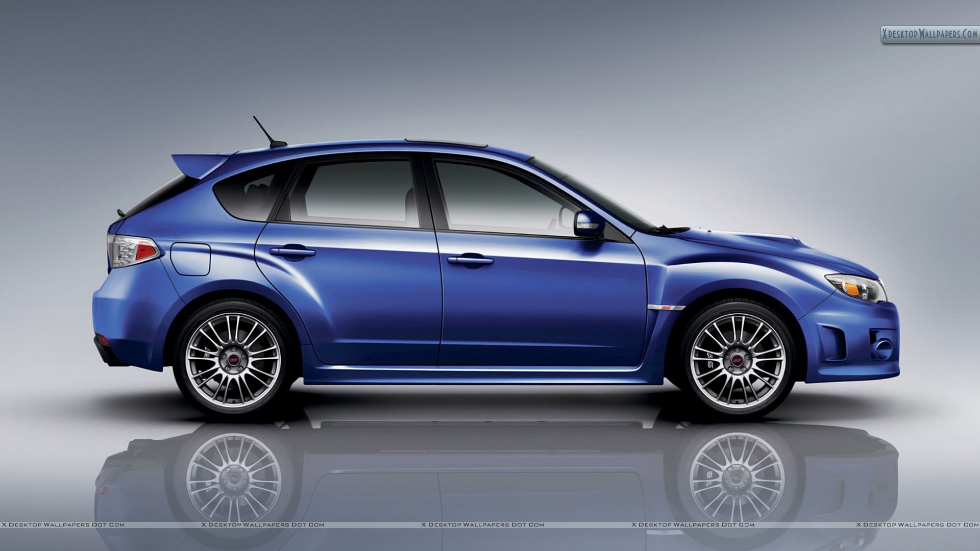 Subaru Impreza WRX STI Car Blue Side Pose Wallpaper