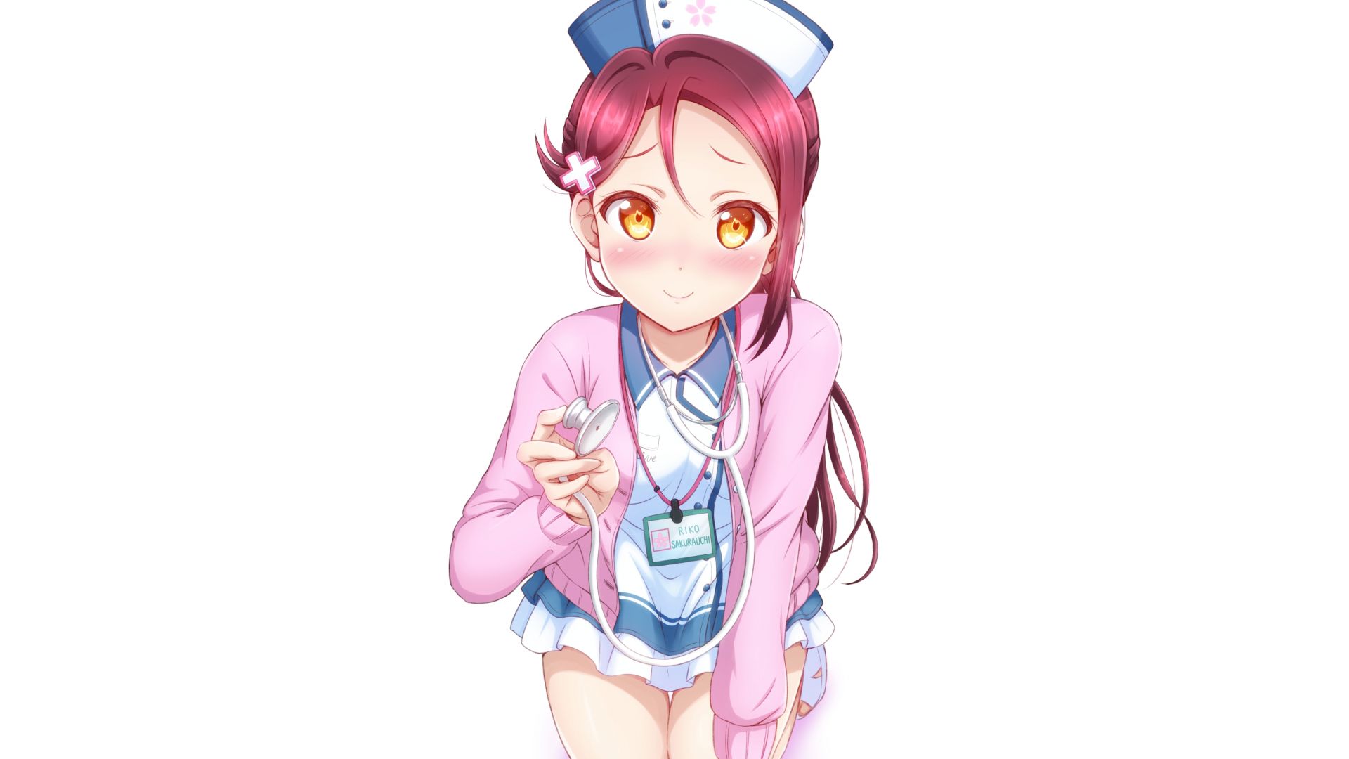 Desktop Wallpaper Sakurauchi Riko, Love Live!, Anime Girl, Nurse, HD Image, Picture, Background, Uc11ku