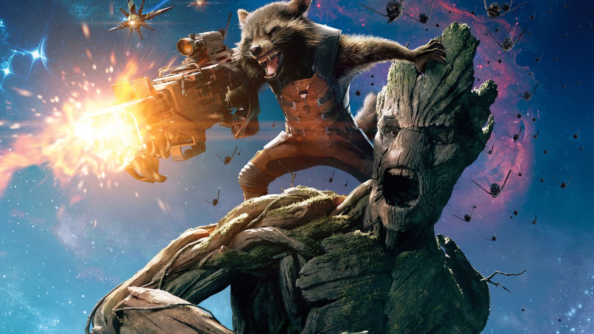 Desktop Wallpaper Groot And Rocket Raccoon, Guardians Of The Galaxy, Superhero, 5k, HD Image, Picture, Background, 3b55a0