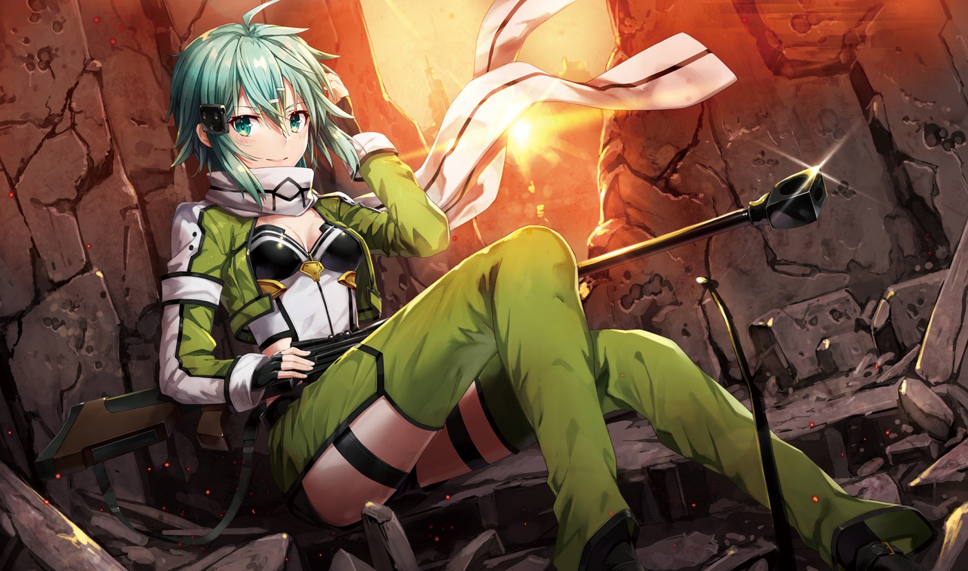 Wallpaper, anime, Sword Art Online, Sinon Sword Art Online 1400x826
