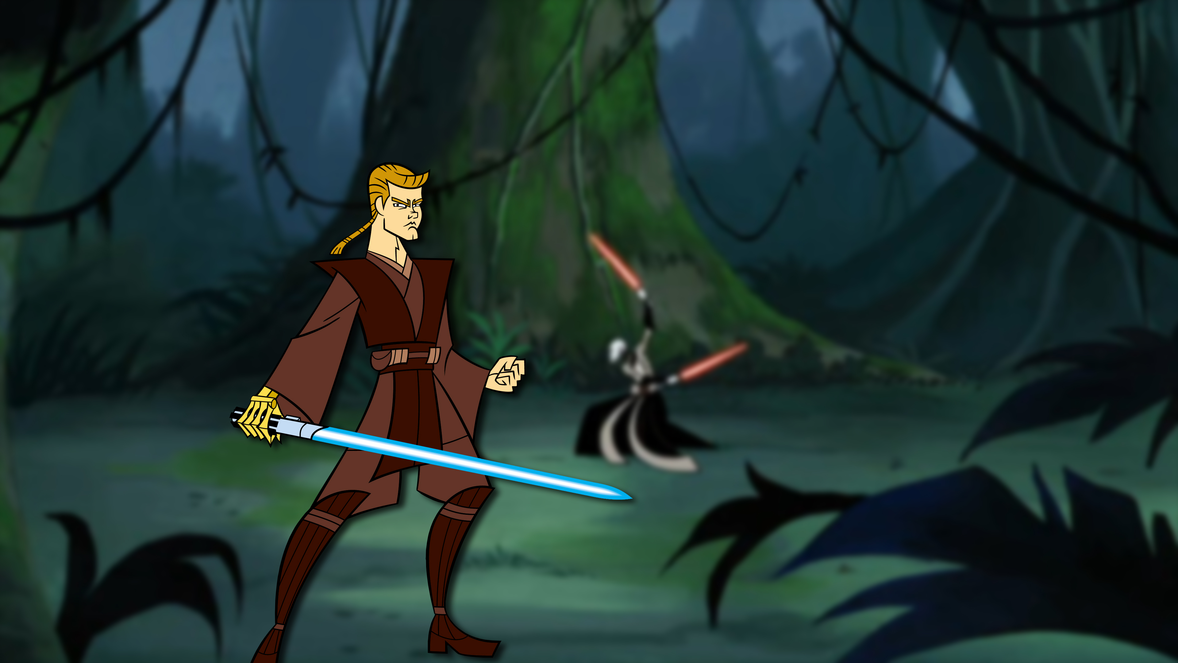 Anakin Skywalker Asajj Ventress Wallpaper:3840x2160