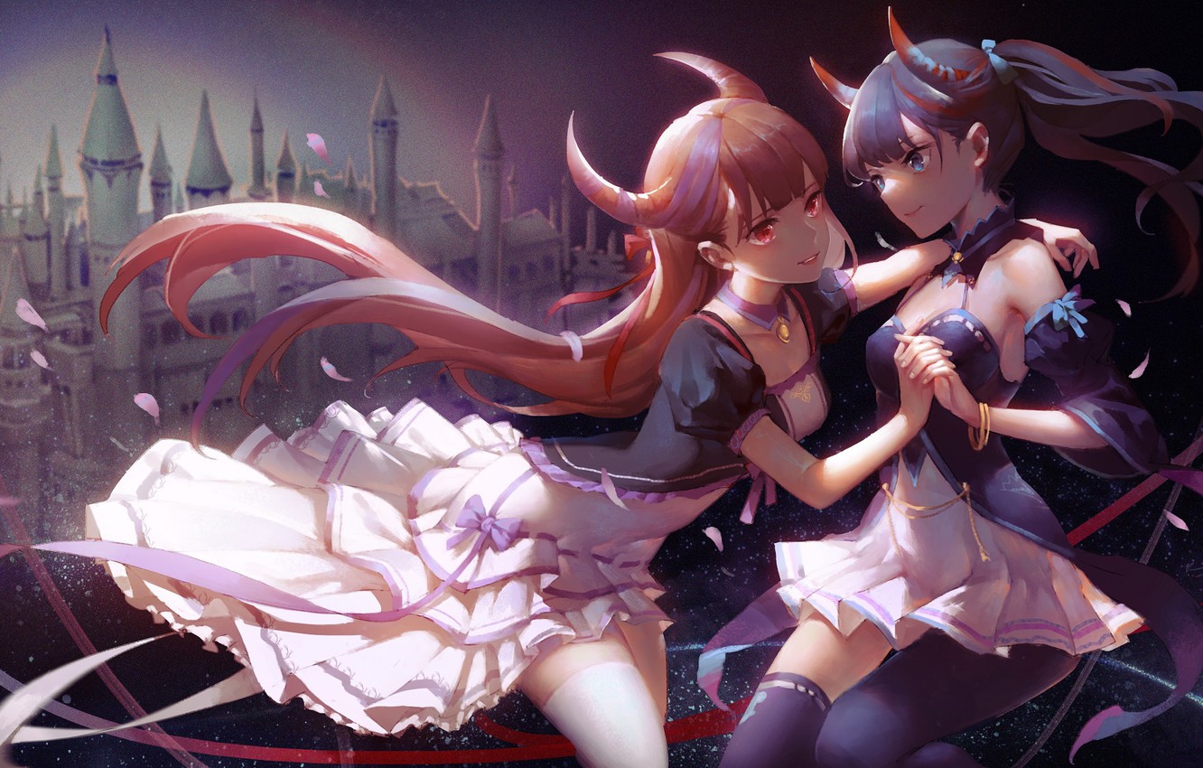 Wallpaper original, 2girls, matatabi haru image for desktop, section арт