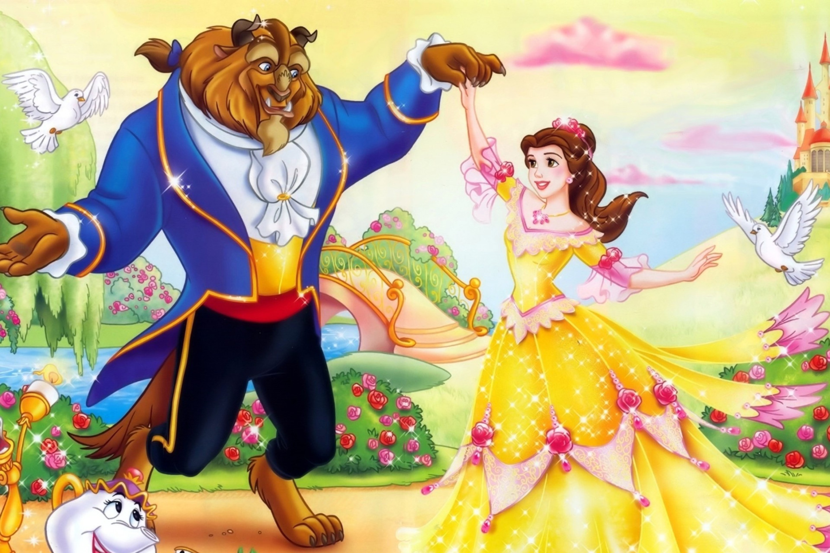 Beauty and the Beast Disney Cartoon Wallpaper for Android 2880x1920