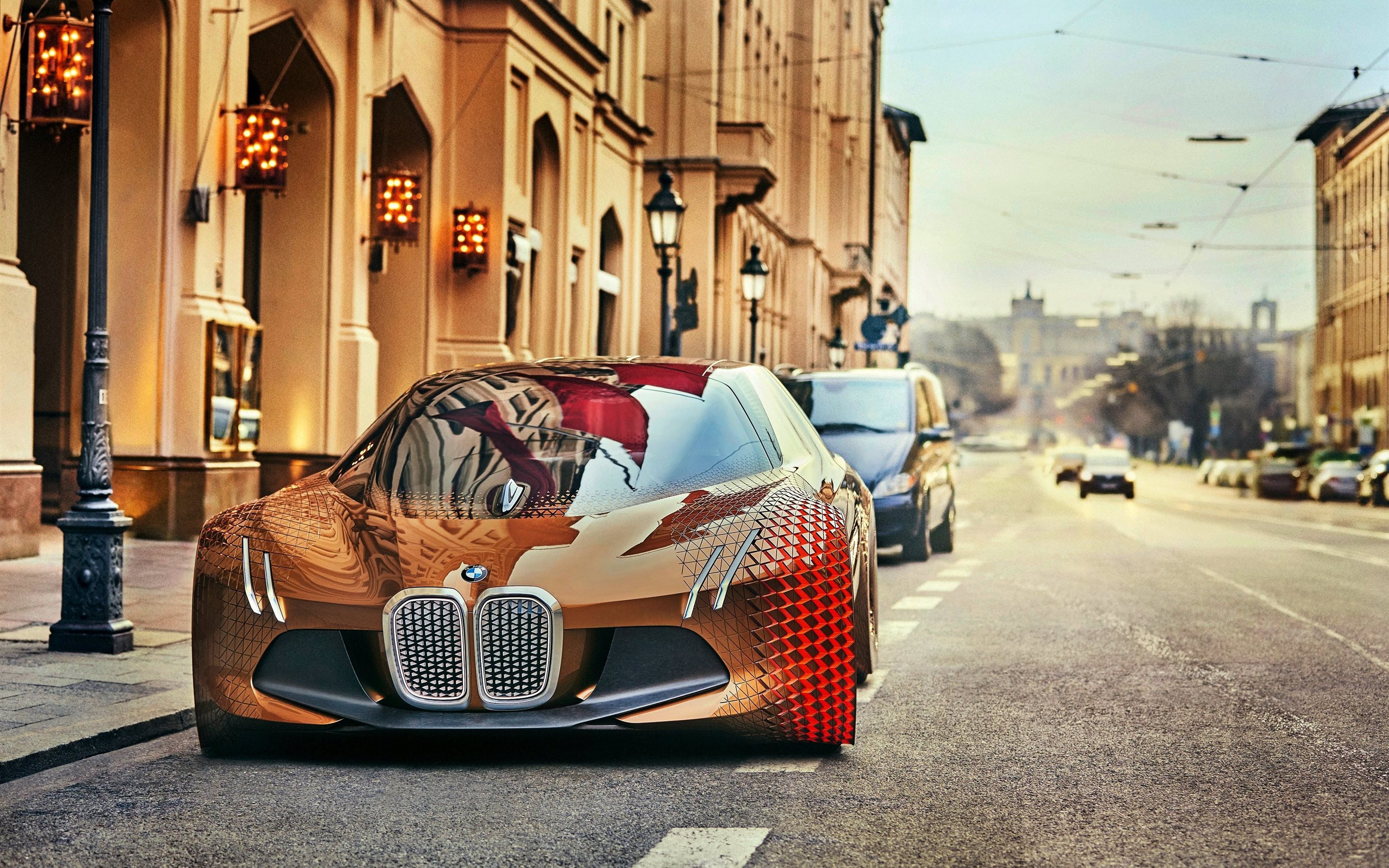 Download wallpaper road, streets, BMW Vision Next concept, bmw for desktop with resolution 3072x1920. High Quality HD picture wallpaper