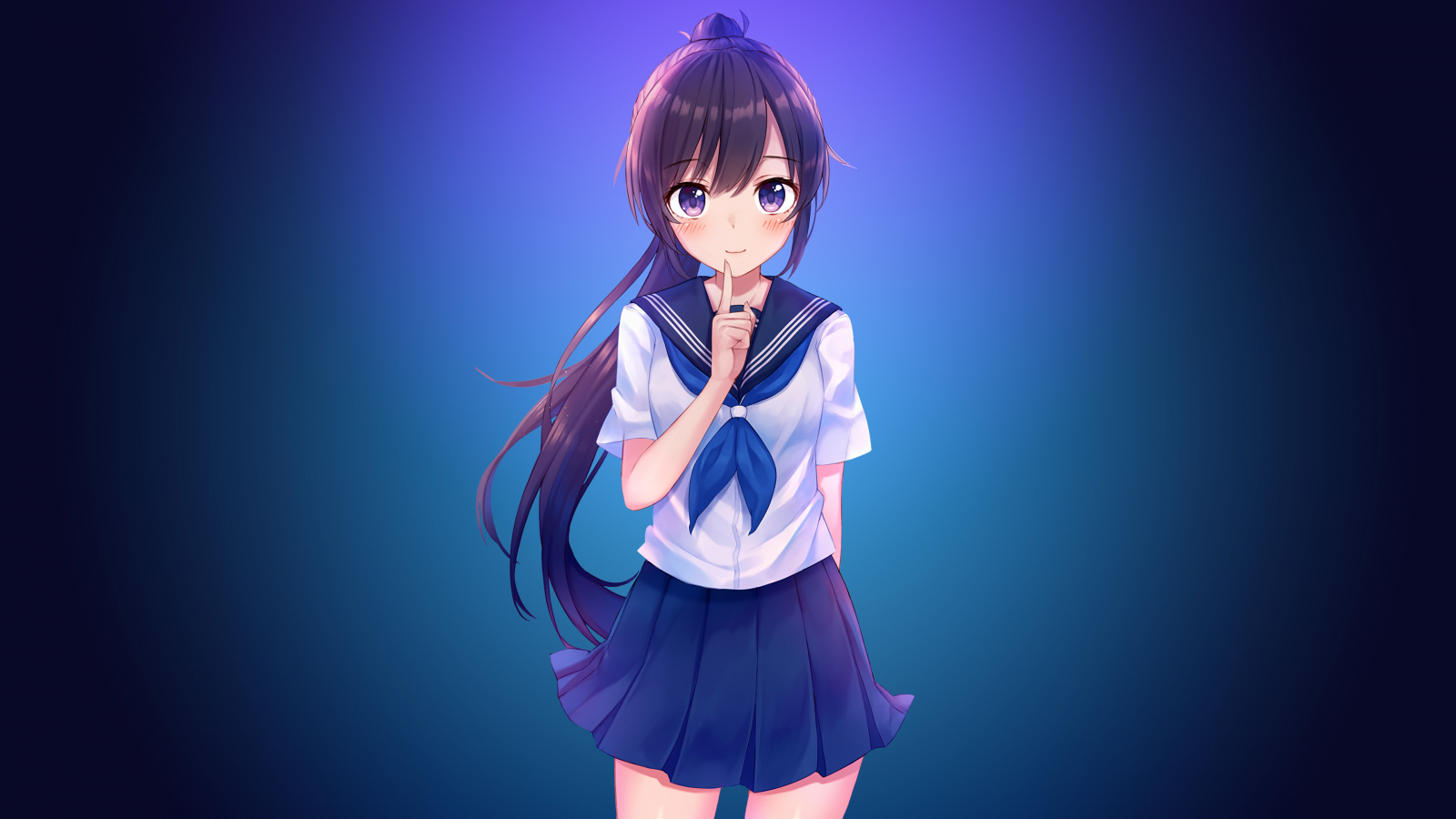 Download school dress, original, anime girl, cute 1600x900 wallpaper, 16:9 widescreen 1600x900 HD image, background, 117