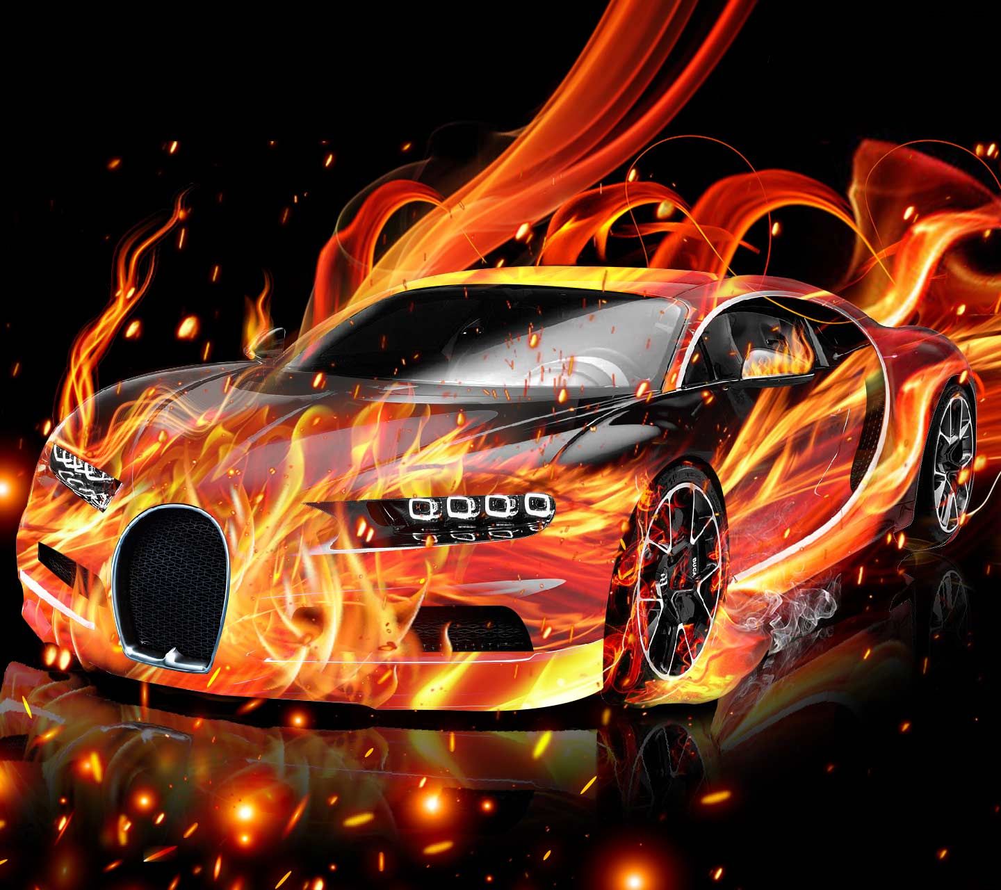 Fire Bugatti Wallpaper