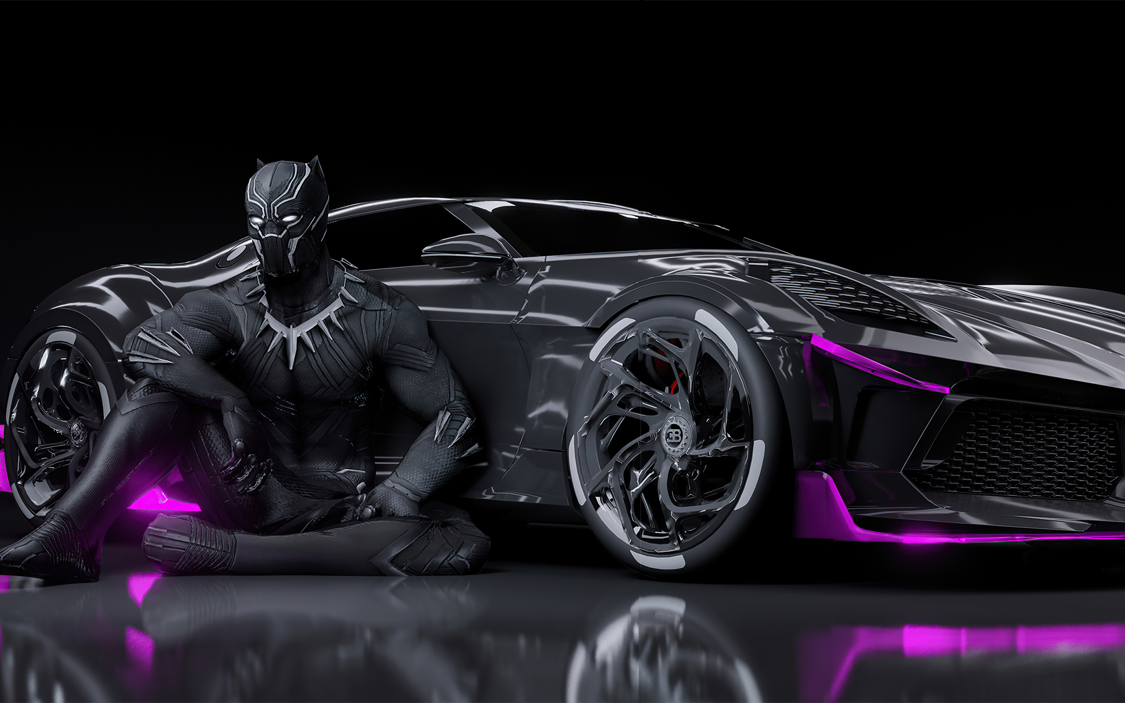 Black Panther Bugatti Chiron La Voiture Noire 4k HD 4k Wallpaper, Image, Background, Photo and Picture