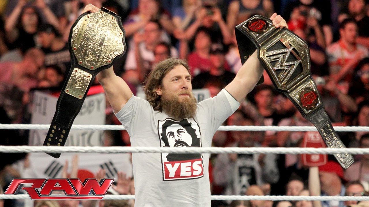 Daniel Bryan celebrates his WWE World Heavyweight Championship victory: Raw, April 2014