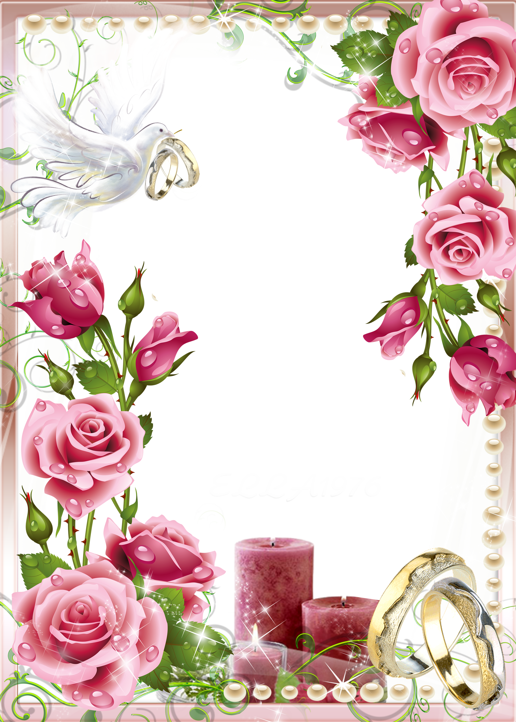 Soft Pink Wedding Photo PNG Frame​-Quality Free Image and Transparent PNG Clipart