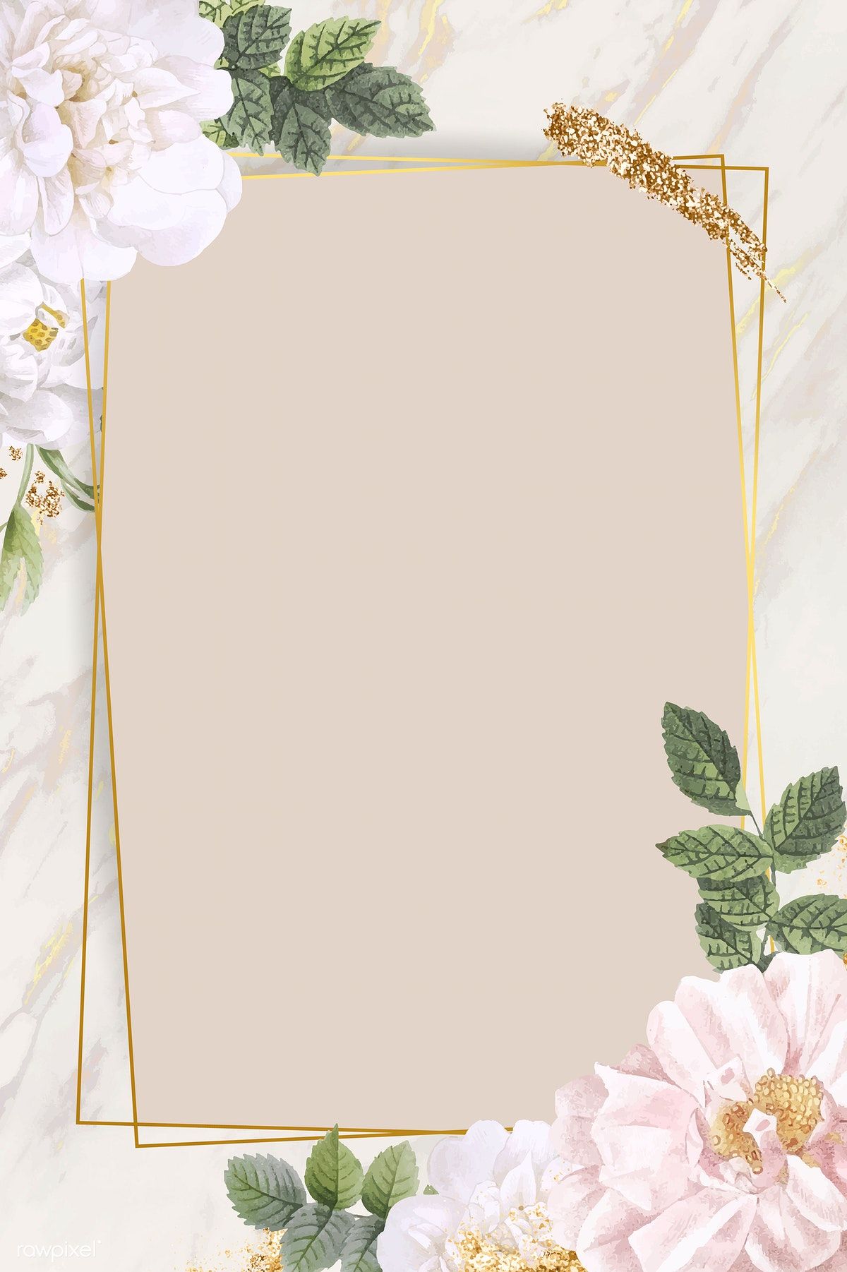 Rectangle rose frame on marble background vector / sasi. Floral wallpaper phone, Flower background wallpaper, Flower frame