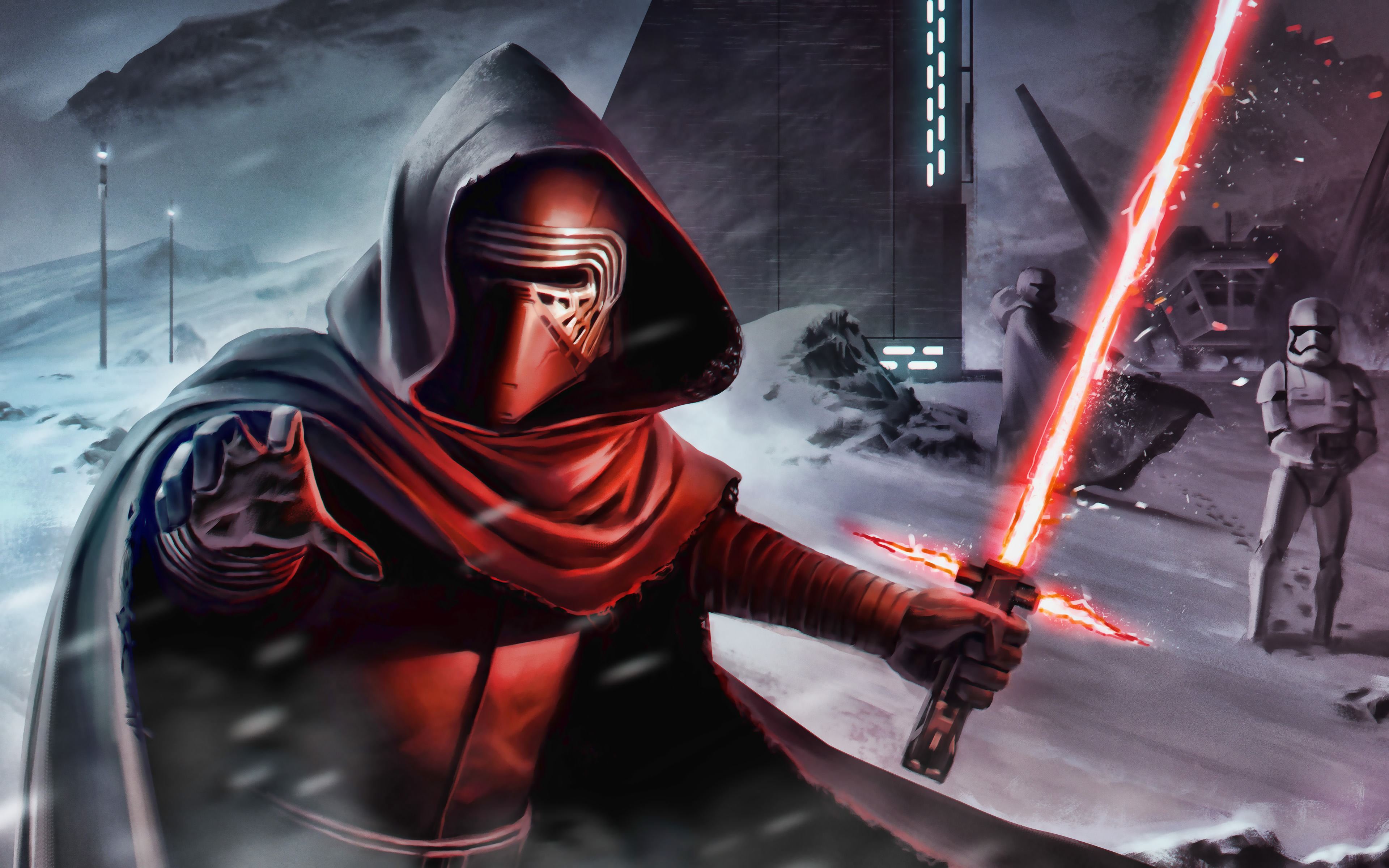Download wallpaper Kylo Ren, 4k, Star Wars characters, artwork, Star Wars for desktop with resolution 3840x2400. High Quality HD picture wallpaper