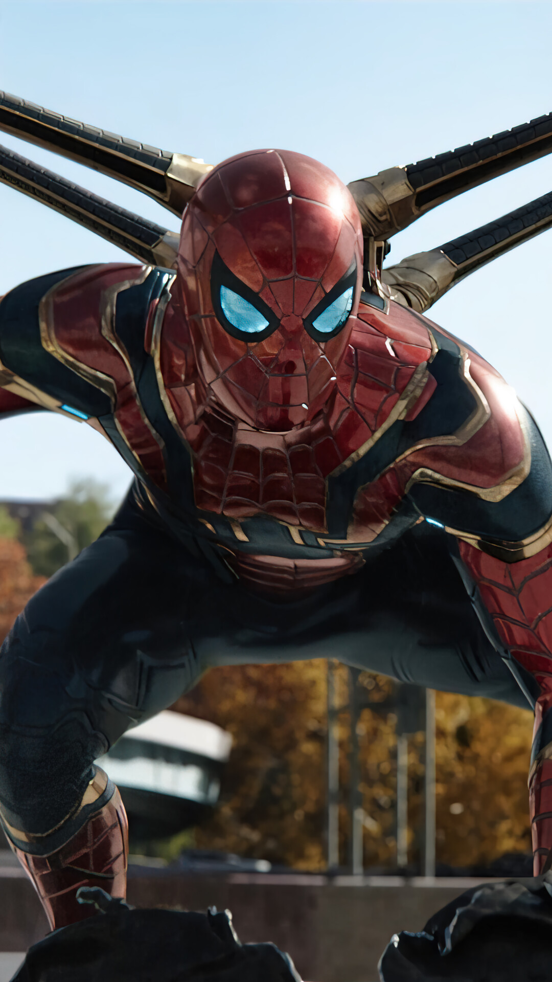 Spider Man No Way Home Movie Iron Spider Suit Phone IPhone 4K Wallpaper Free Download