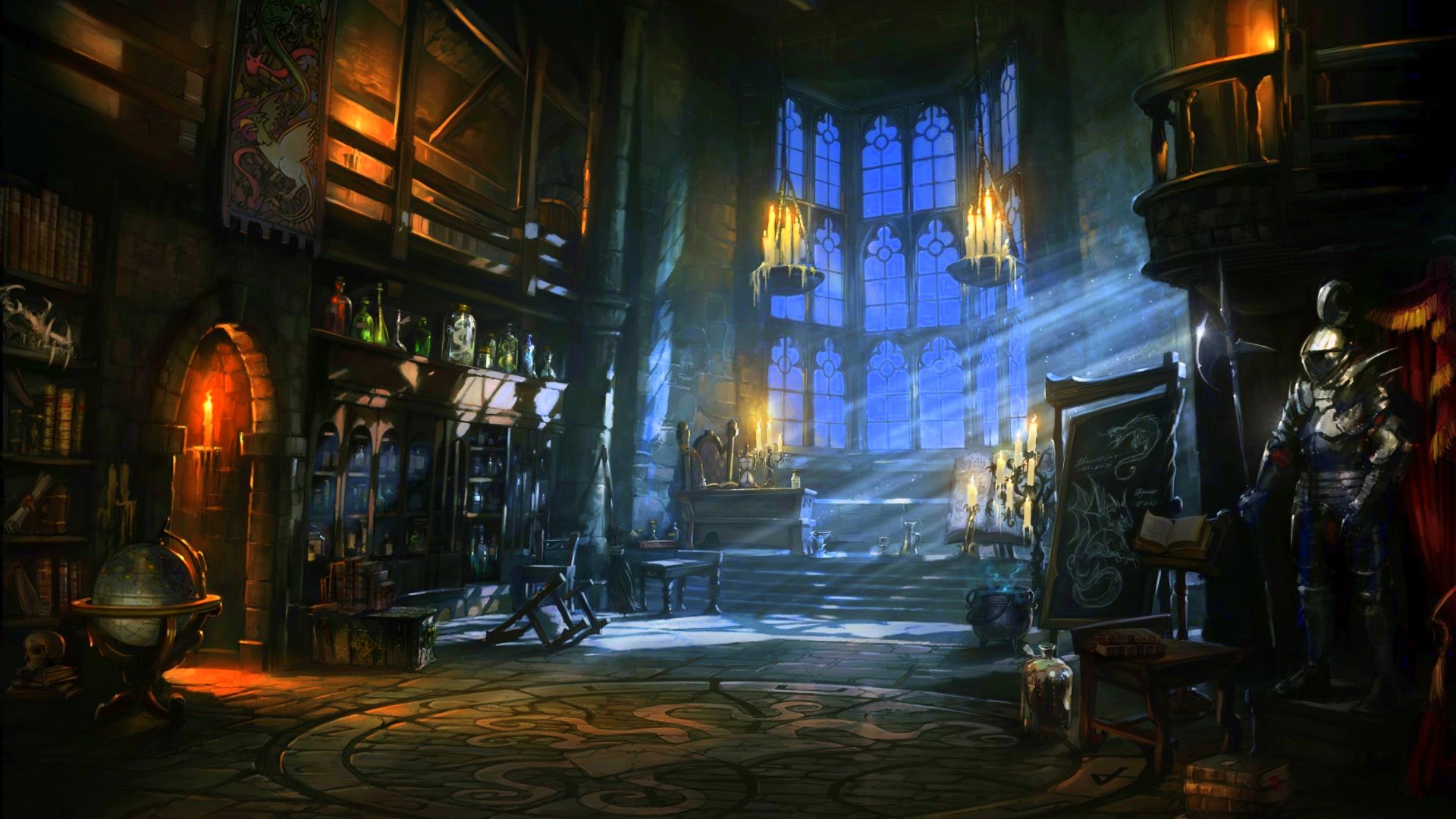 fantasy, Castle, Room, Dark Wallpaper HD / Desktop and Mobile Background