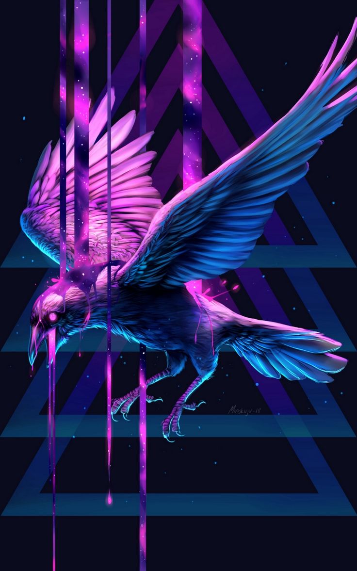Wallpaper raven paint art triangle fantastic bird. Art background, Bird art, Mythical creatures art