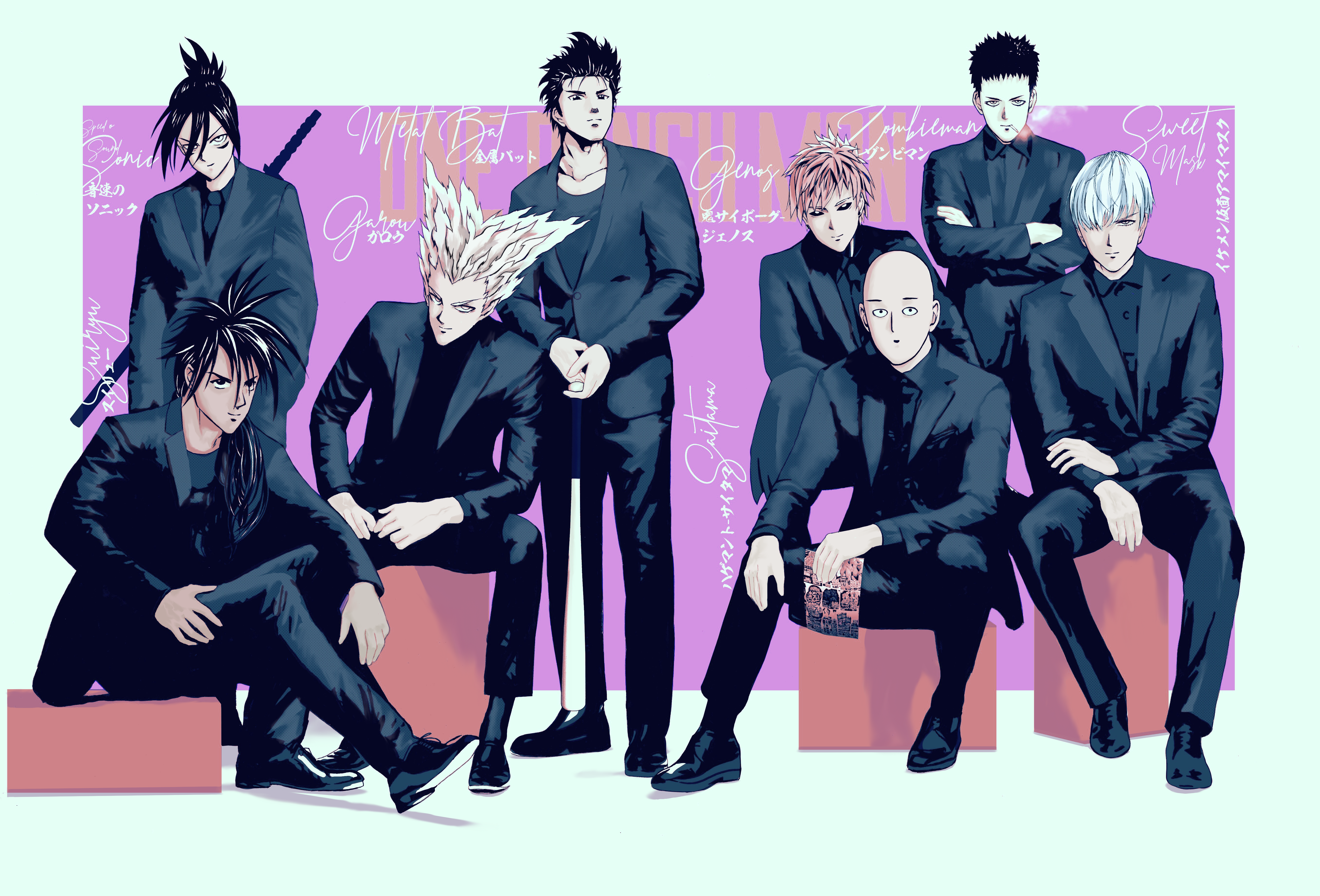 Garou, Zombieman, Genos And Suiryu (OnePunch Man) 4k Ultra HD Wallpaper