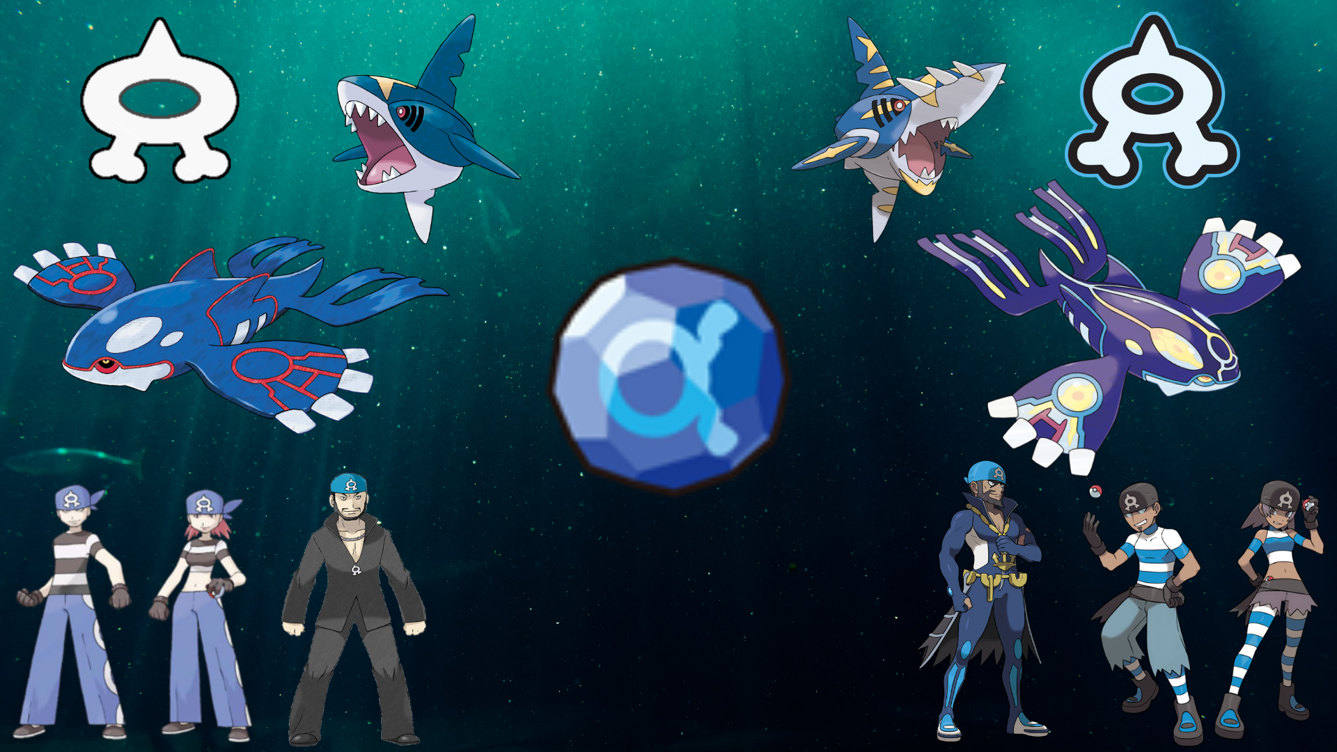 Team Aqua Wallpaper I Made. Pokemon art, Jessie team rocket, Aqua wallpaper