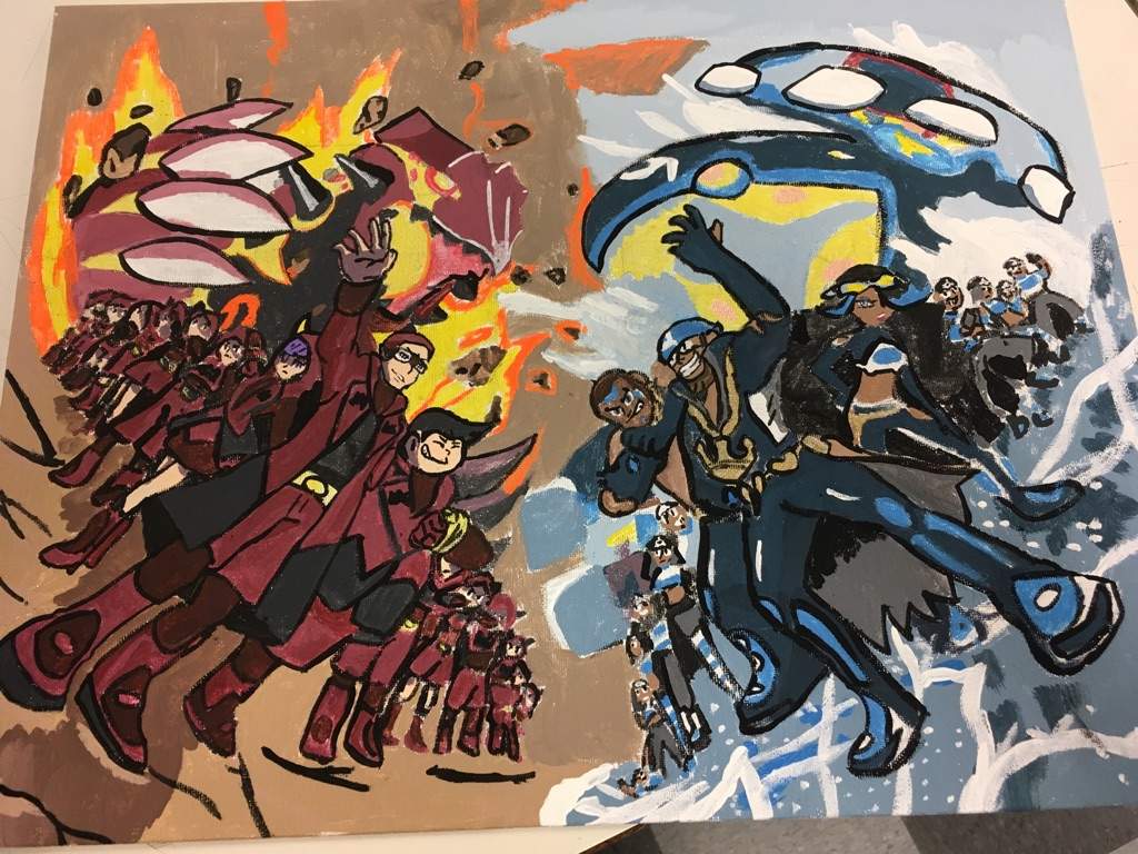 Team Magma vs Team Aqua Acrylic Painting. Pokémon Amino