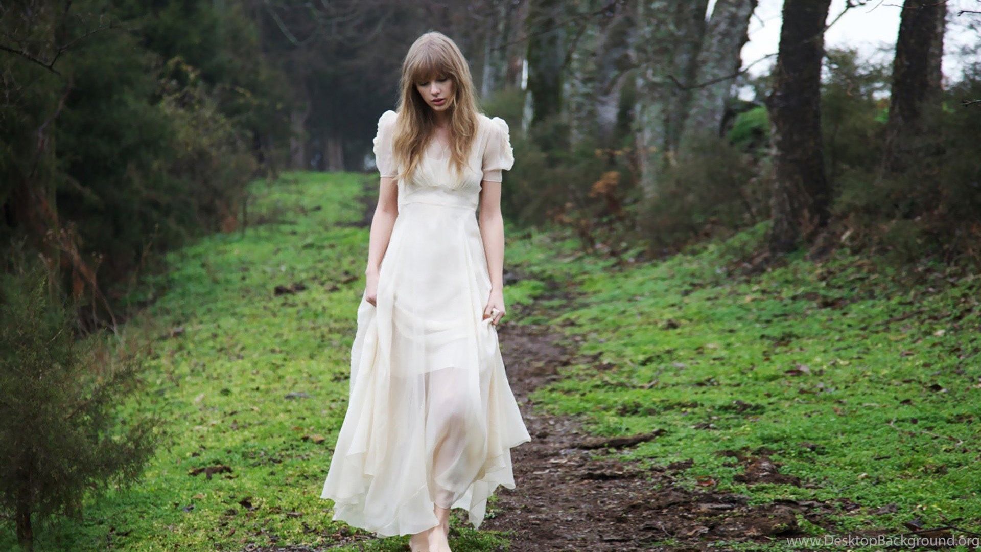 Taylor Swift Safe And Sound Dress In Forest HD Wallpaper Desktop Background