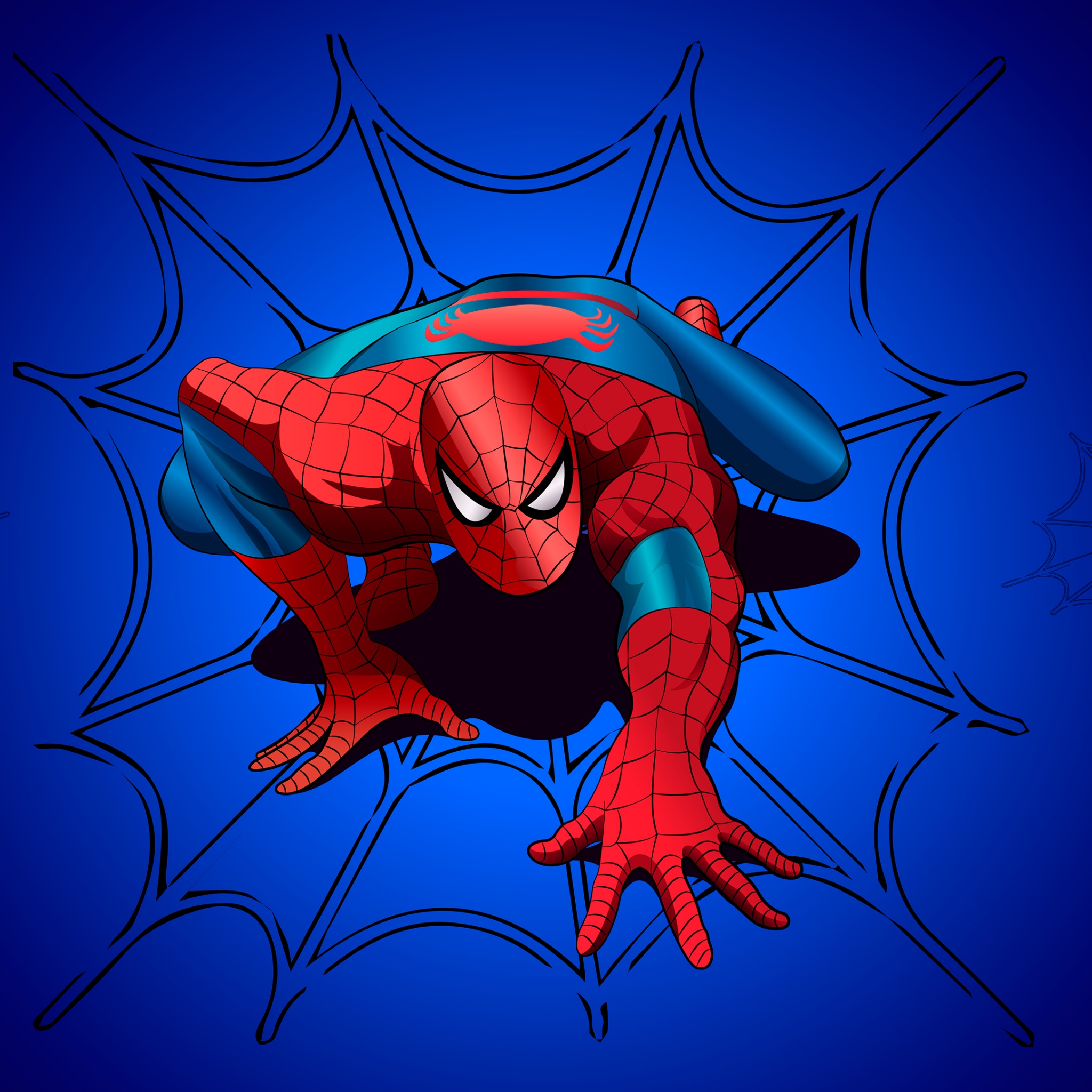 Spider Man Wallpaper 4K, Blue Background, Marvel Superheroes, Graphics CGI