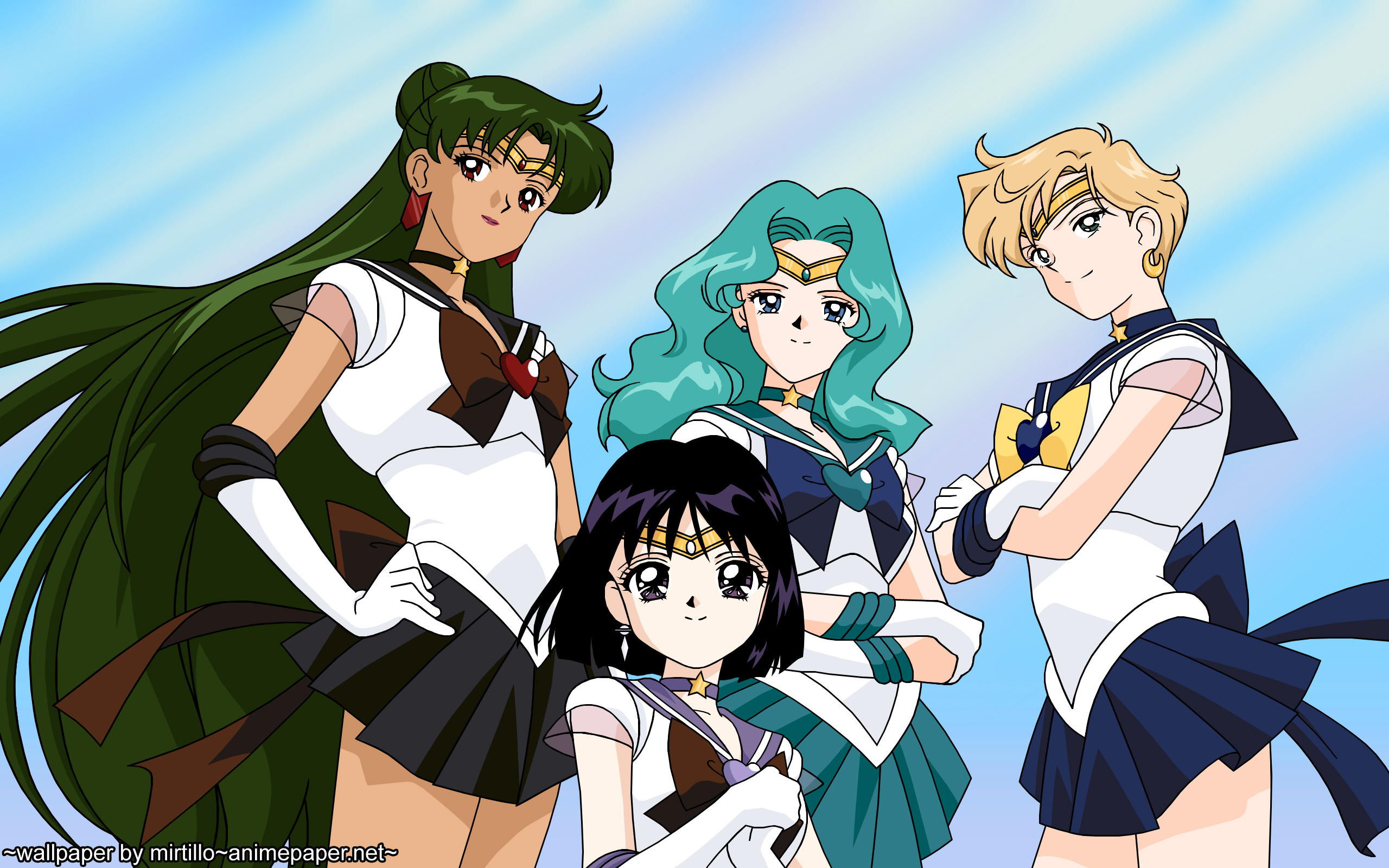 Sailor Uranus, Sailor Neptune, Sailor Pluto, anime girls, sailor uniforms Wallpaper / WallpaperJam.com