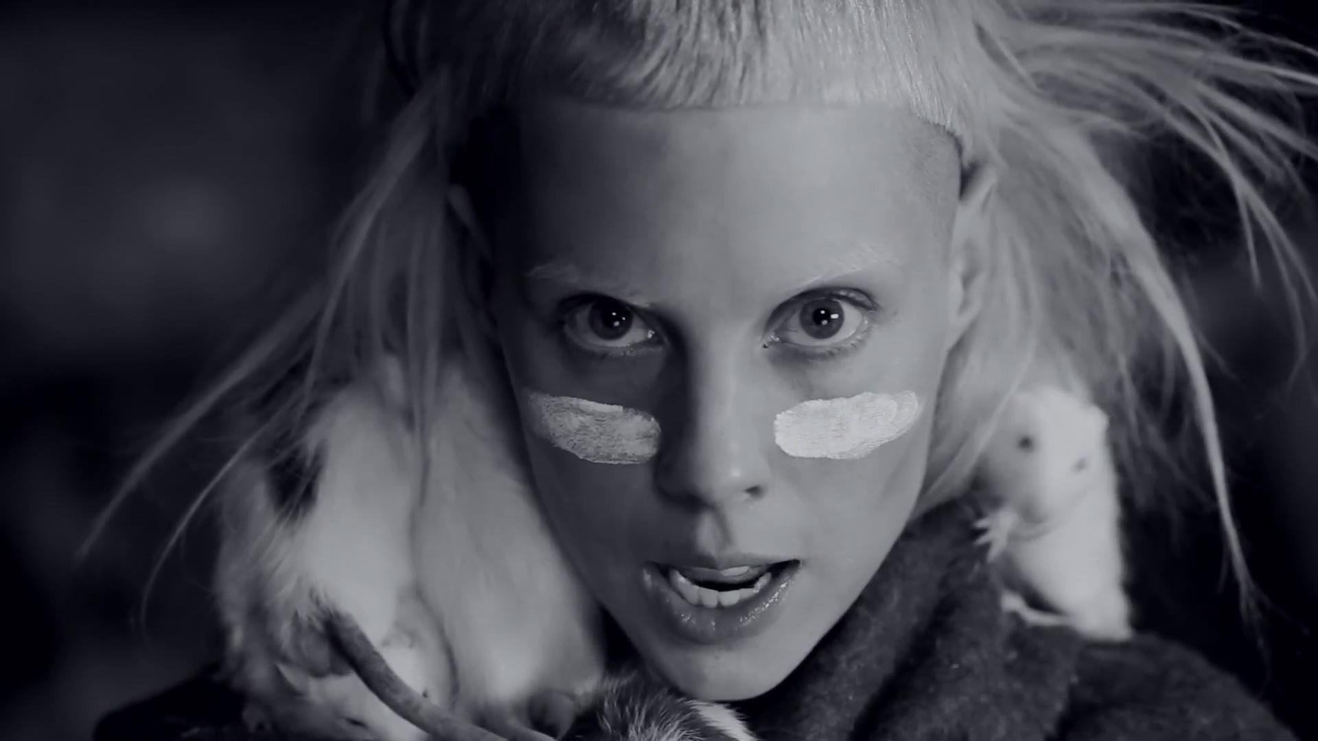 Wallpaper, face, model, fashion, Die Antwoord, Yolandi Visser, head, girl, beauty, eye, darkness, black and white, monochrome photography, portrait photography, photo shoot 1920x1080