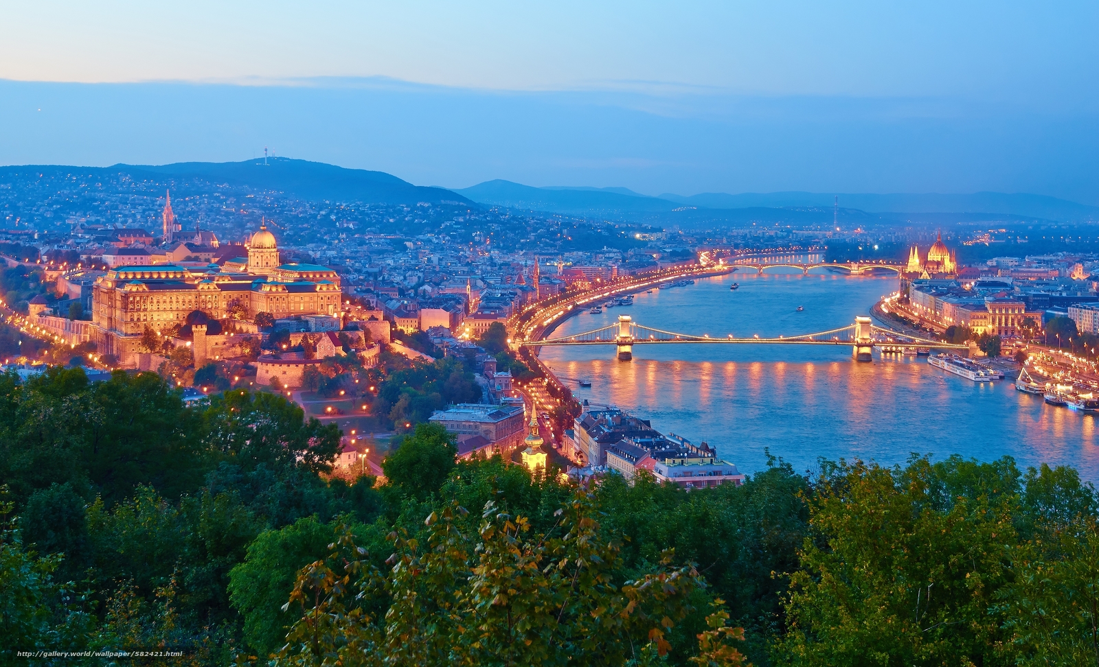 Download wallpaper The Danube River, Budapest, sunset free desktop wallpaper in the resolution 3840x2333