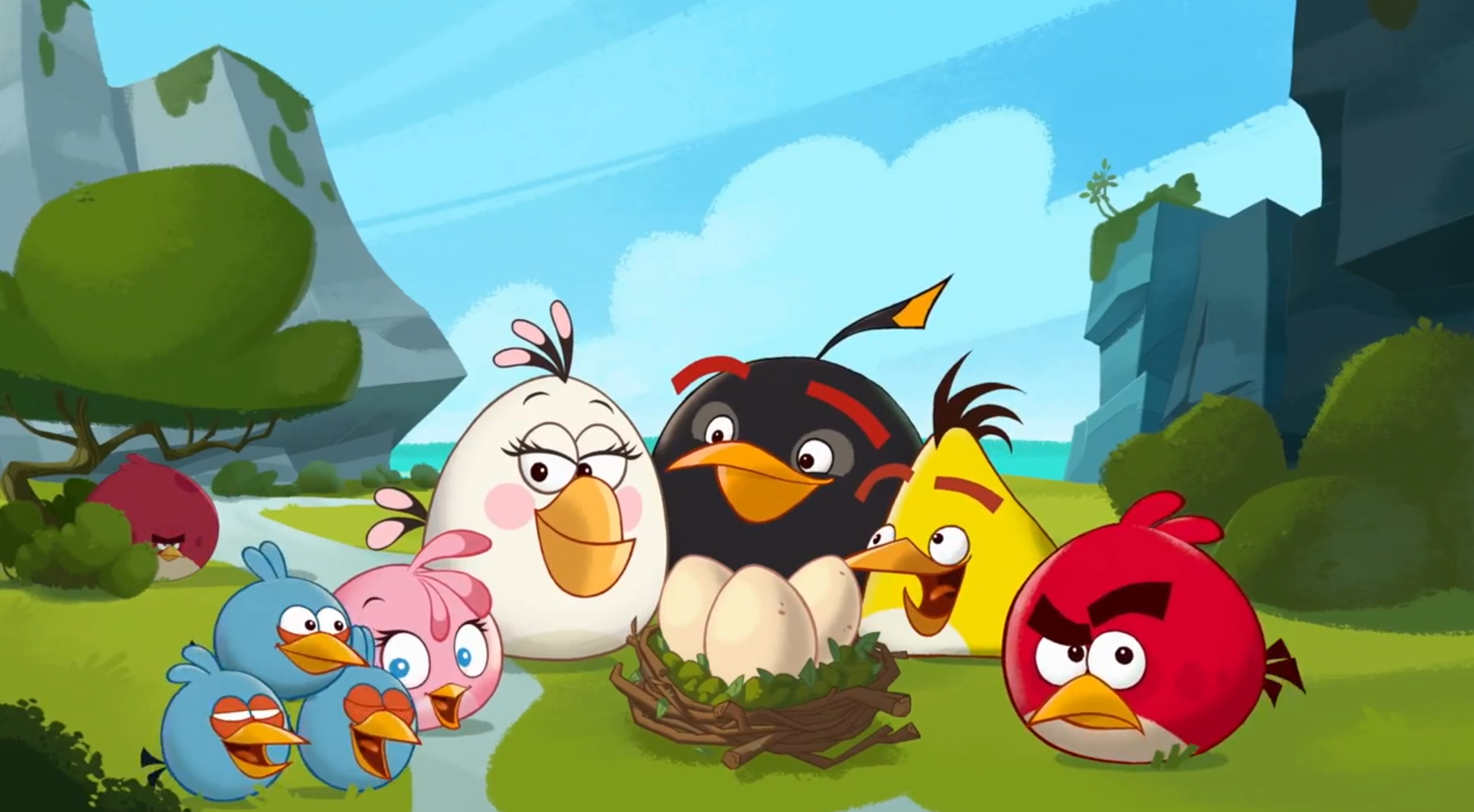 angry birds wallpaper, bird, flightless bird, cartoon, beak, duck