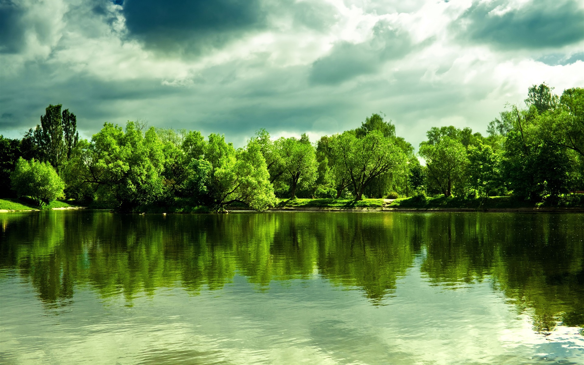 Wallpaper Beautiful Lake, Water Reflection, Trees, Resolution Desktop Background