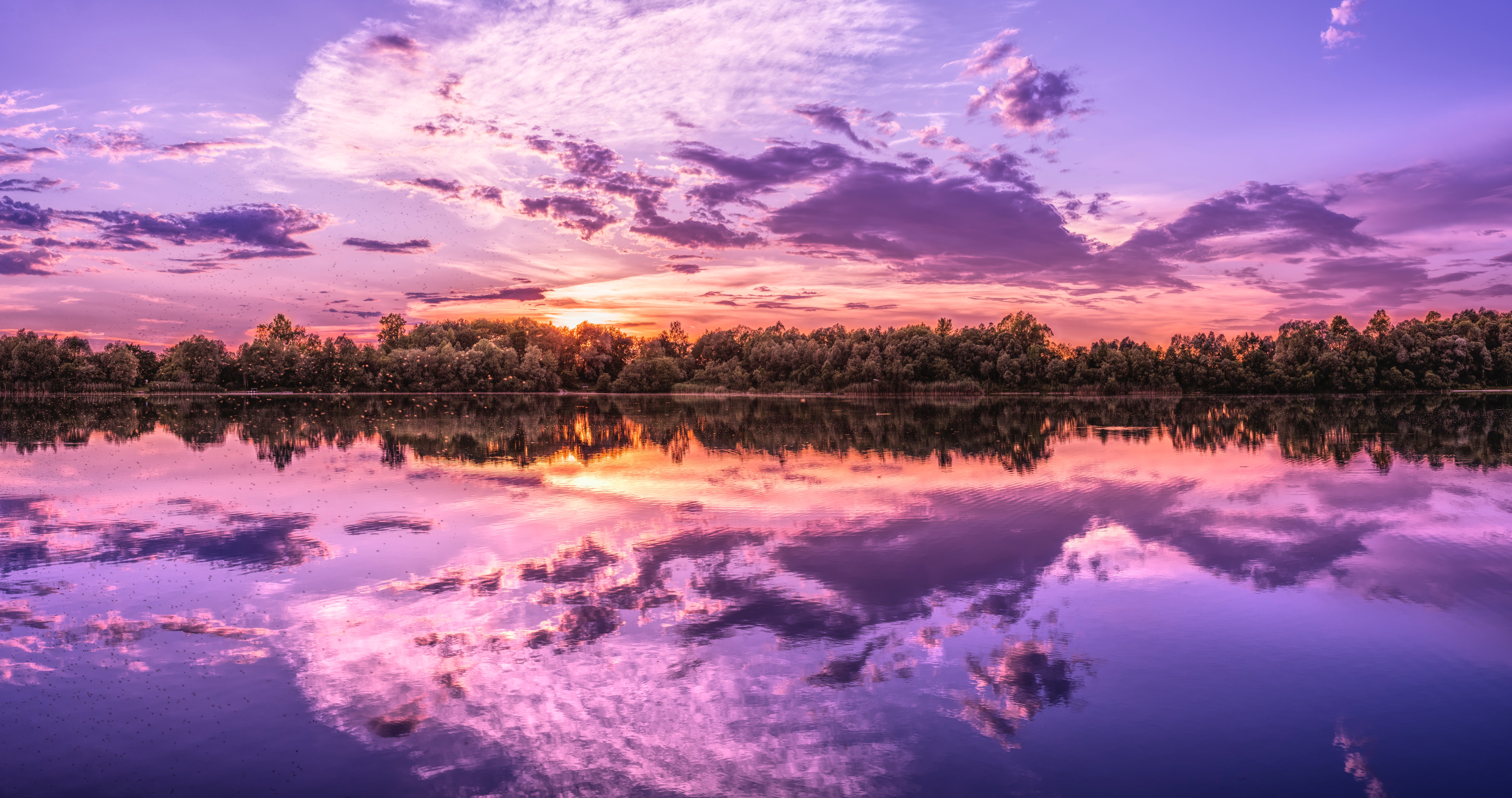 Sunset Wallpaper 4K, Evening sky, Clouds, Beautiful, Reflections, Nature