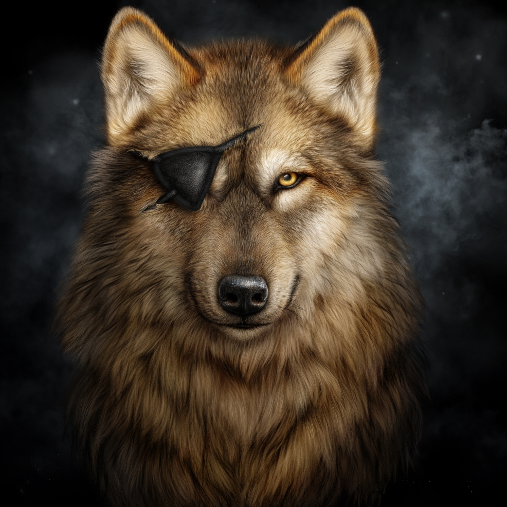 Wallpaper wolf Eye patch Fantasy Animals Painting Art 2000x2000