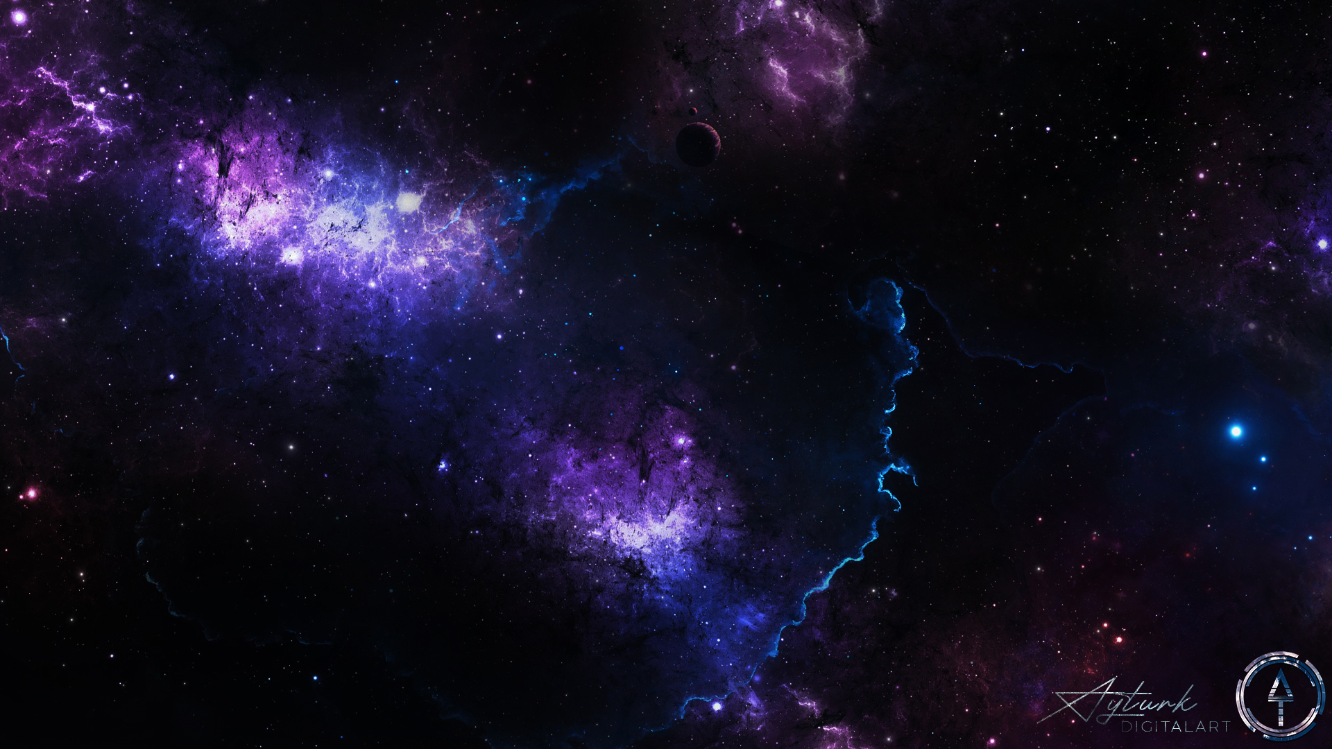 Wallpaper, galaxy, space art, designer, NASA, photo manipulation, HDR, stars, dark, concept art, TolgaAyt rk 1920x1080 - ﾒ乇ﾶﾑひ