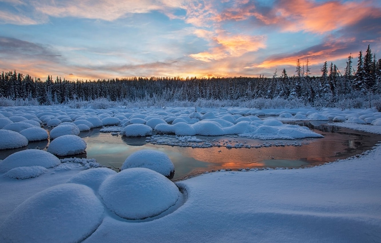 Wallpaper winter, stream, Canada, Yukon, McIntyre Creek image for desktop, section природа