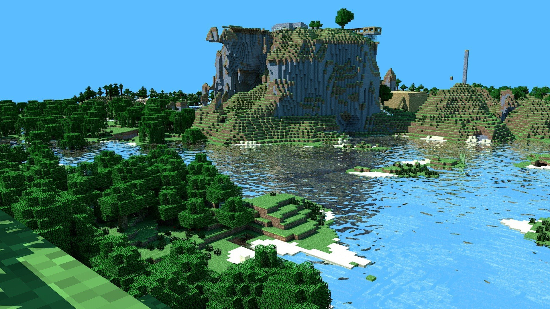 Wallpaper, Minecraft, jungle, estate, Terrain, landmark, screenshot, ecosystem, biome 1920x1080