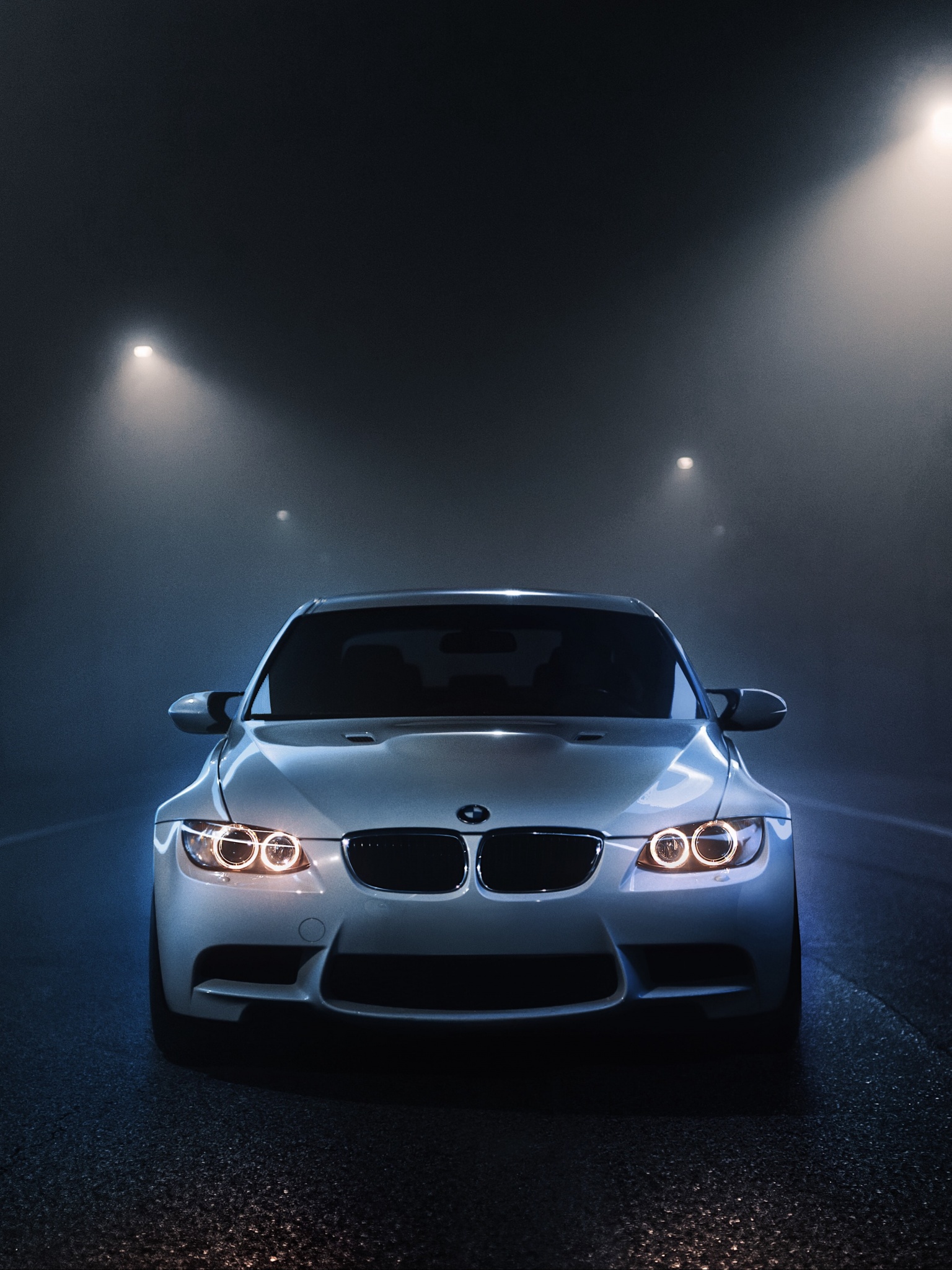BMW M3 Wallpaper 4K, White Cars, Dark Background, Night Time, Black Dark