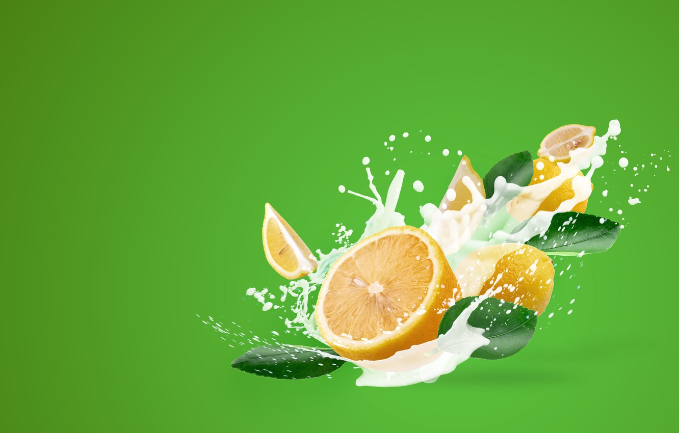 Wallpaper lemon, splash, milk, citrus image for desktop, section рендеринг