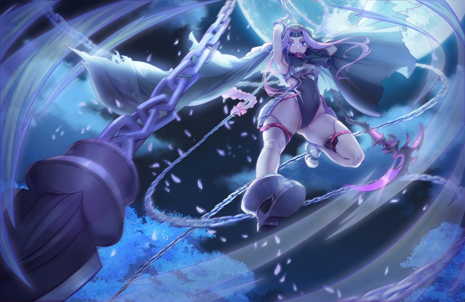 Armor Cameltoe Cape Chain Fate Grand Order Fate (series) Leotard Long Hair Medusa (lancer) (fate) Purple Eyes Purple Hair Rider Theleopardcat Thighhighs Weapon. Konachan.net.com Anime Wallpaper