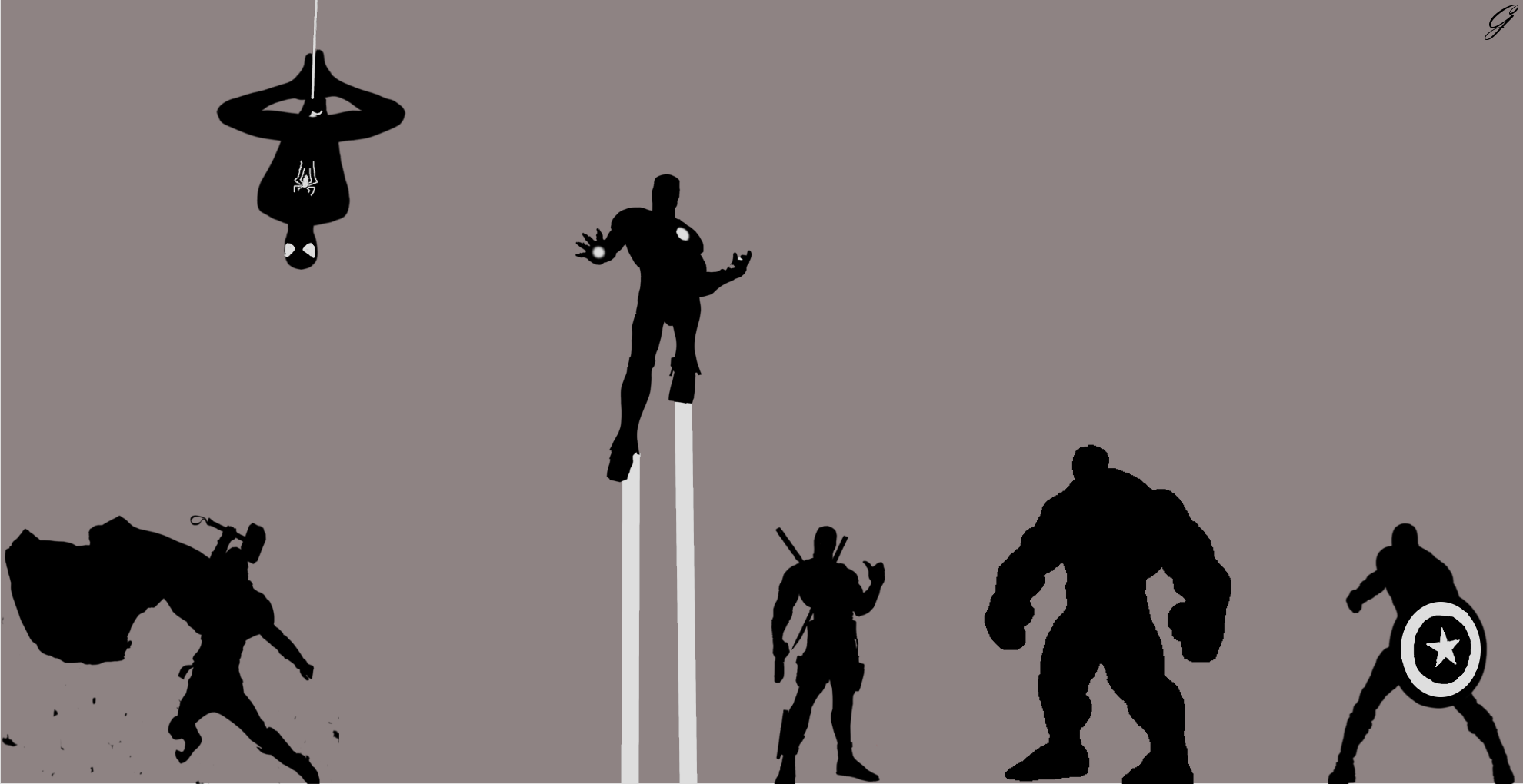 Wallpaper, illustration, silhouette, cartoon, Iron Man, Hulk, Captain America, The Avengers, Spider Man, Captain America Civil War, Deadpool, Iron Man 2, Thor 2 The Dark World, Avengers Age of Ultron, spiderman