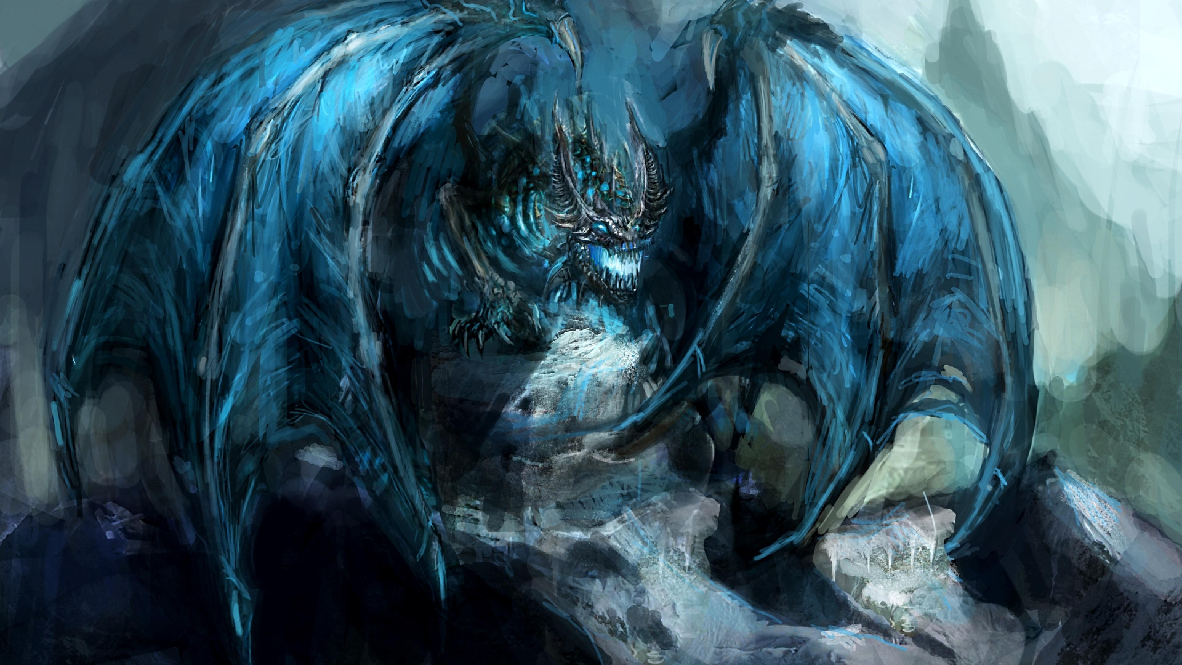 Wallpaper, creature, creepy, demon horns, wings 3840x2160