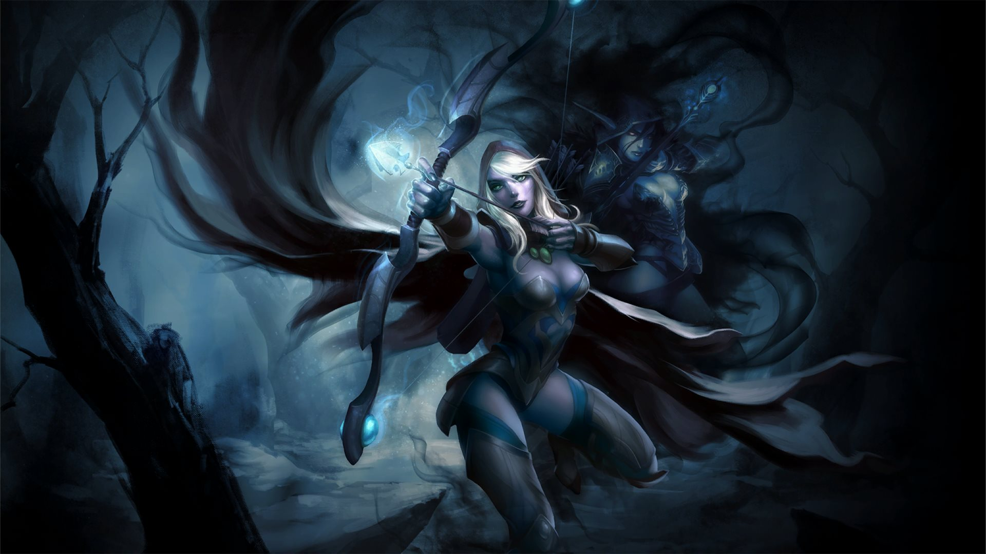 Wallpaper, fantasy art, ice, hero, demon, Dota, Drow Ranger, bow and arrow, mythology, Valve Corporation, Defense of the ancient, darkness, screenshot, computer wallpaper, fictional character 1920x1080