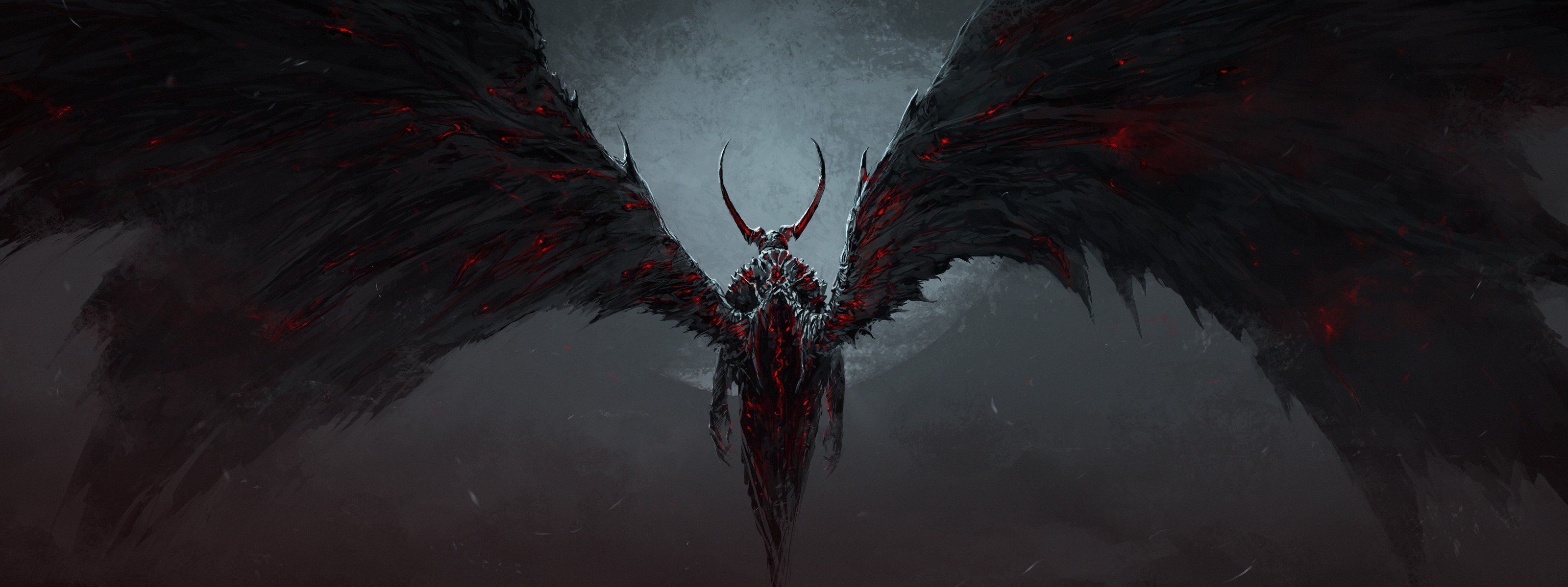 Demon Wings Drawing dark fantasy dual multi wallpaperx1200